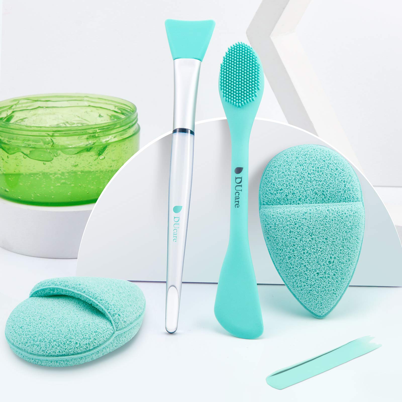 DUcare Silicone Face Brush - Double-Ended Facial Cleansing Sponge Set of 4 | Soft Exfoliating Brush for Mud, Clay & DIY Masks | Perfect for Deep Cleansing & Skincare Routine at Home or Travel