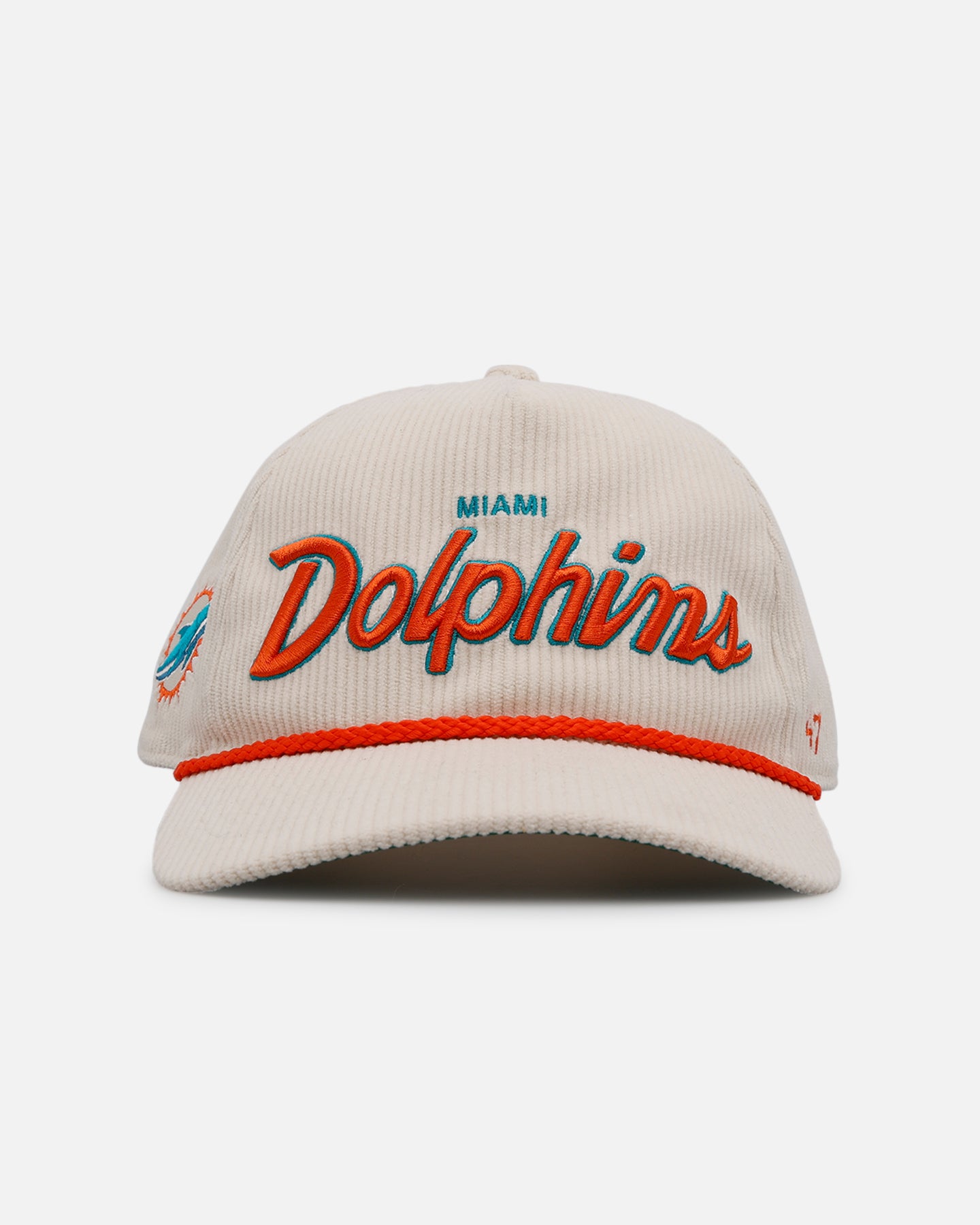 47 Brand Miami Dolphins 'Natural Script' Premium Hitch Corduroy Snapback Hat for Men - Perfect for NFL Games, Sports Events & Casual Wear