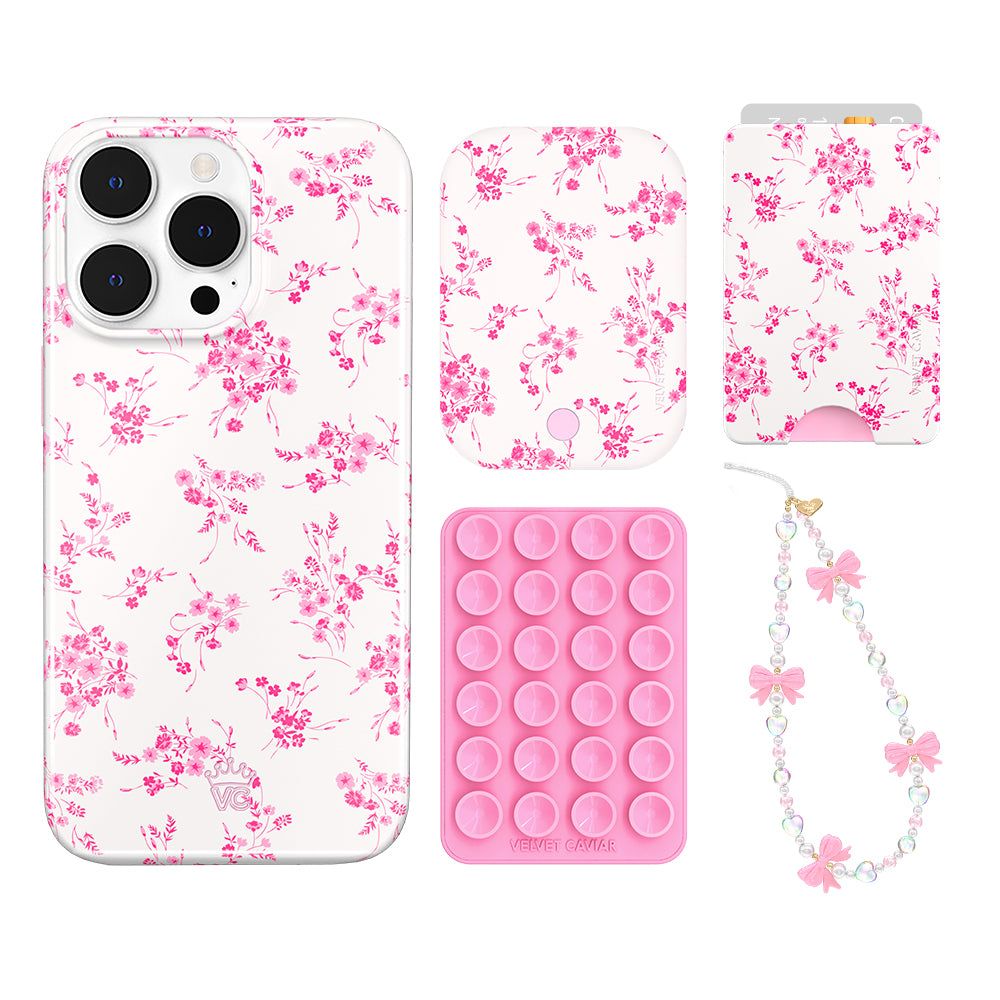 French Rose Floral iPhone Case with Wallet - Elegant Protective Cover for iPhone 13/14/15 Pro Max - Perfect for Women, Gift Ideas, Daily Use & Travel Accessories