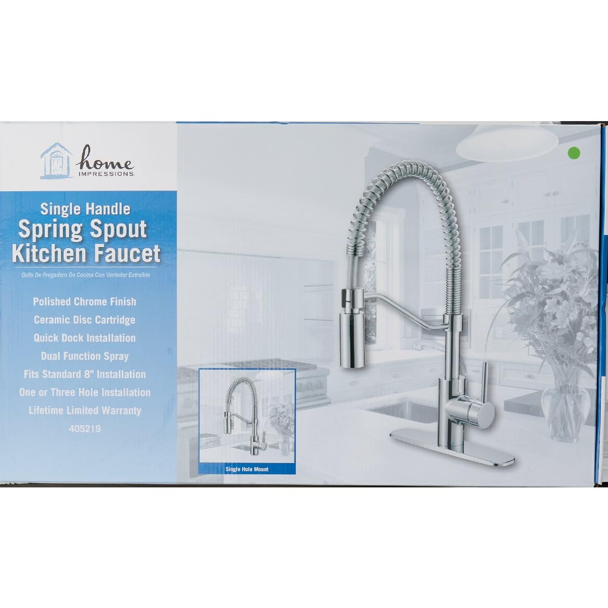 Home Impressions 1-Handle Commercial Pull-Down Kitchen Faucet in Chrome - Durable Stainless Steel Sprayer for Restaurants & Home Kitchens