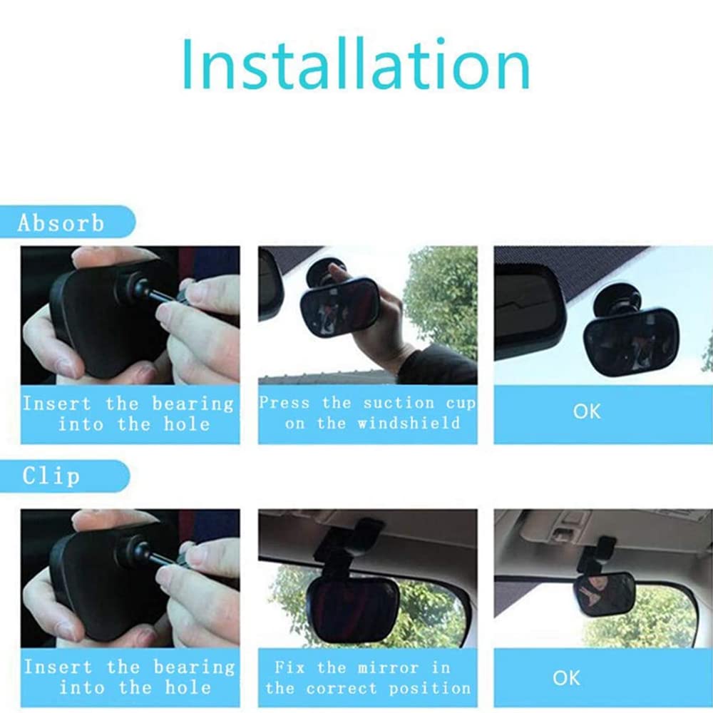 Qiwenr 360° Adjustable Shatter-Resistant Baby Car Mirror - Rearview Mirror for Toddlers & Infants with Suction Cups & Clips | Safe Back Seat Stroller Mirror for Car Travel & Road Trips