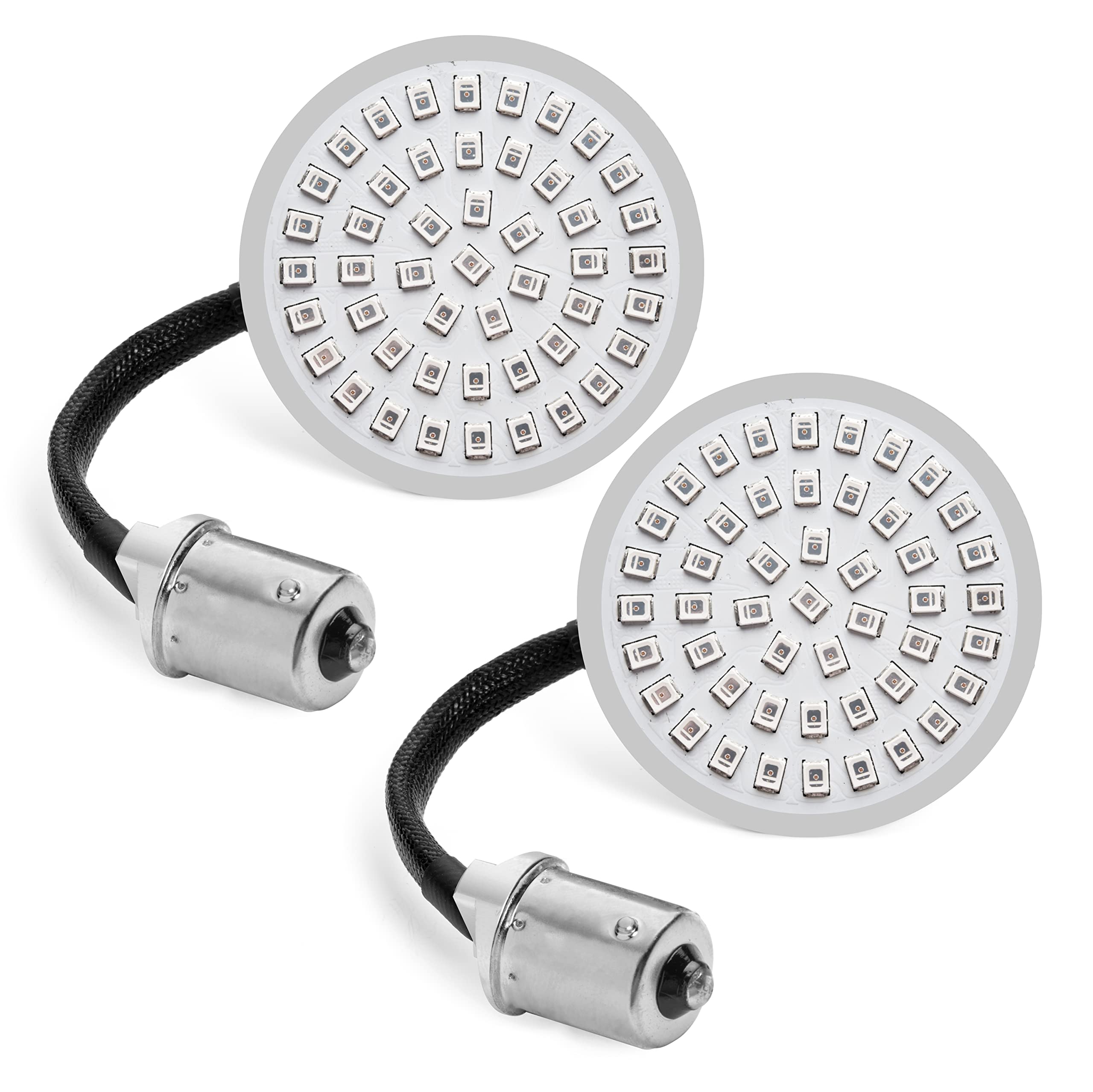 Rogue Rider Industries 1156 LED Motorcycle Turn Signals - White Label Special Edition - Flashing Red LED Rear Lights - Replacement for Harley Davidson SigZ - Perfect for Night Riding & Enhanced Safety