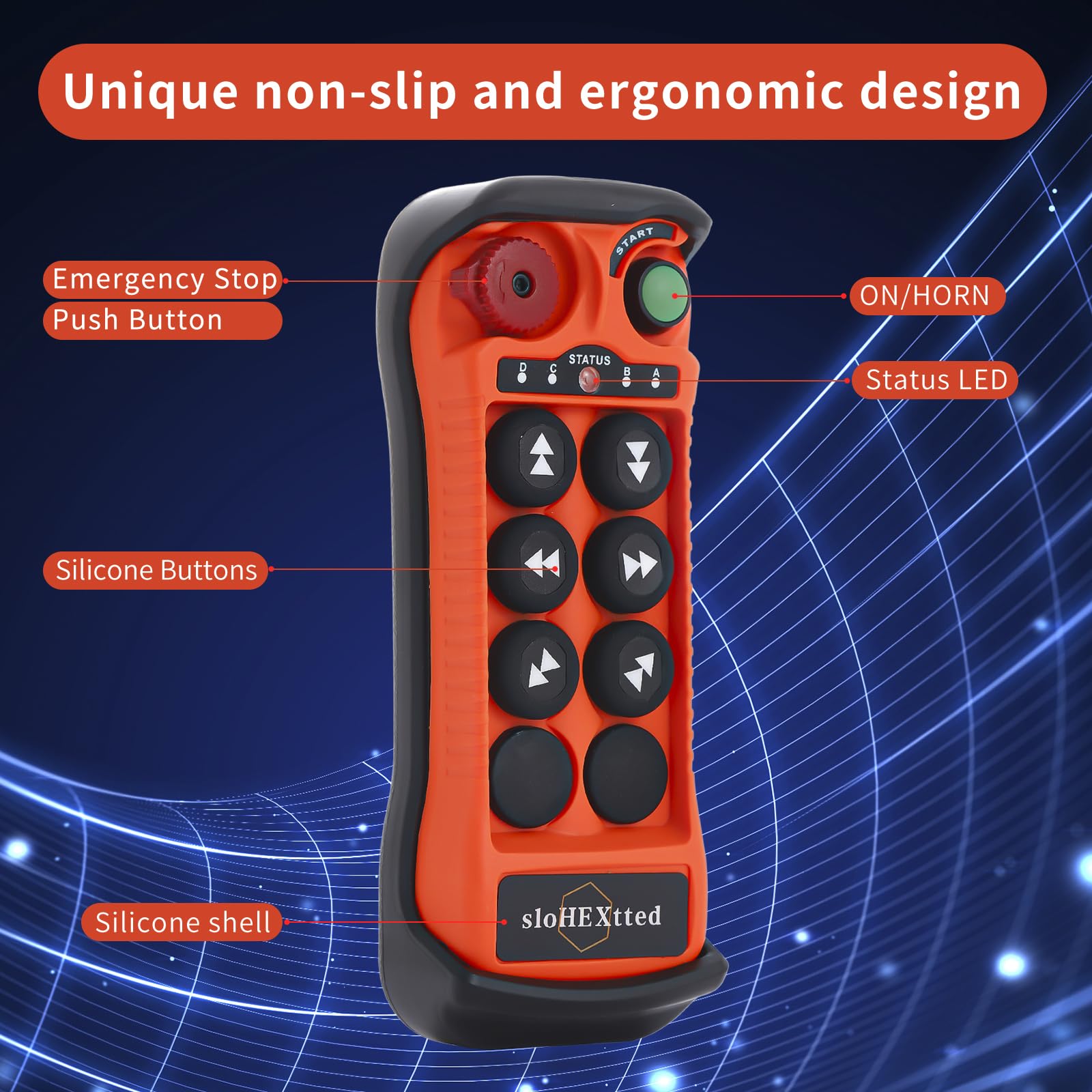 6 Channel Wireless Crane Remote Control System - 12V/24V Industrial Overhead Bridge Electric Chain Hoist Controller with Emergency Stop (Q600 Model) - Perfect for Construction Sites, Warehouses & Manufacturing Facilities