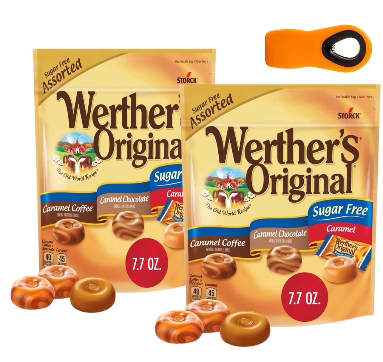 Werthers Original Sugar Free Caramel Hard Candy - 7.70 OZ (Pack of 2) | Individually Wrapped Candies for Office, Home & Gifts | Classic Buttery Caramel Flavor