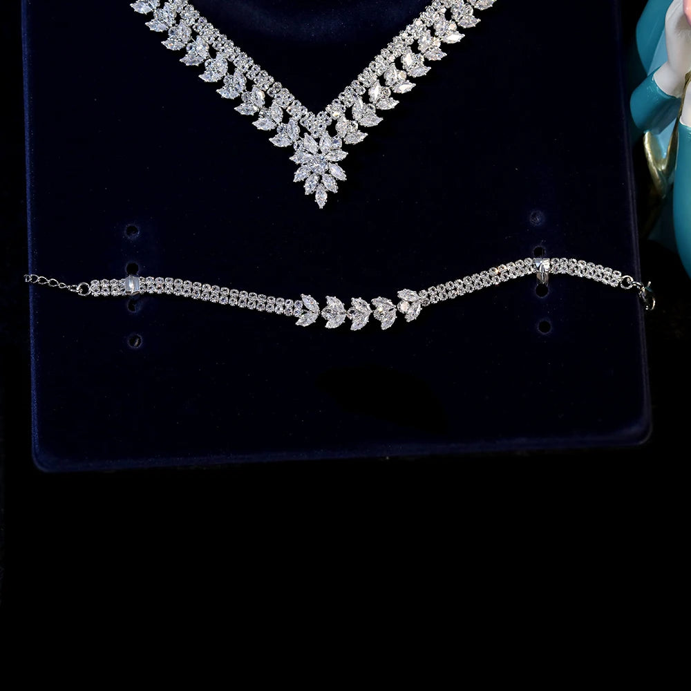 Elegant Water Drop Necklace and Earrings Set - Sterling Silver Bridal Jewelry for Women | Wedding, Anniversary, Prom & Special Occasion Gift