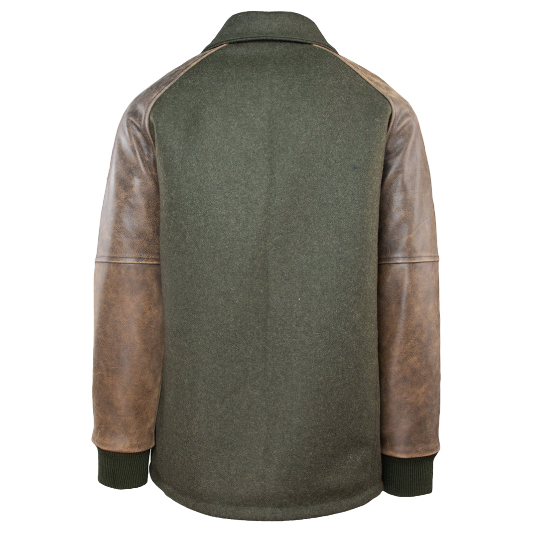 Schott NYC Men's Wool Coach Jacket - Classic Olive Green Outerwear for Fall & Winter | Perfect for Casual Outings, Travel & Urban Style