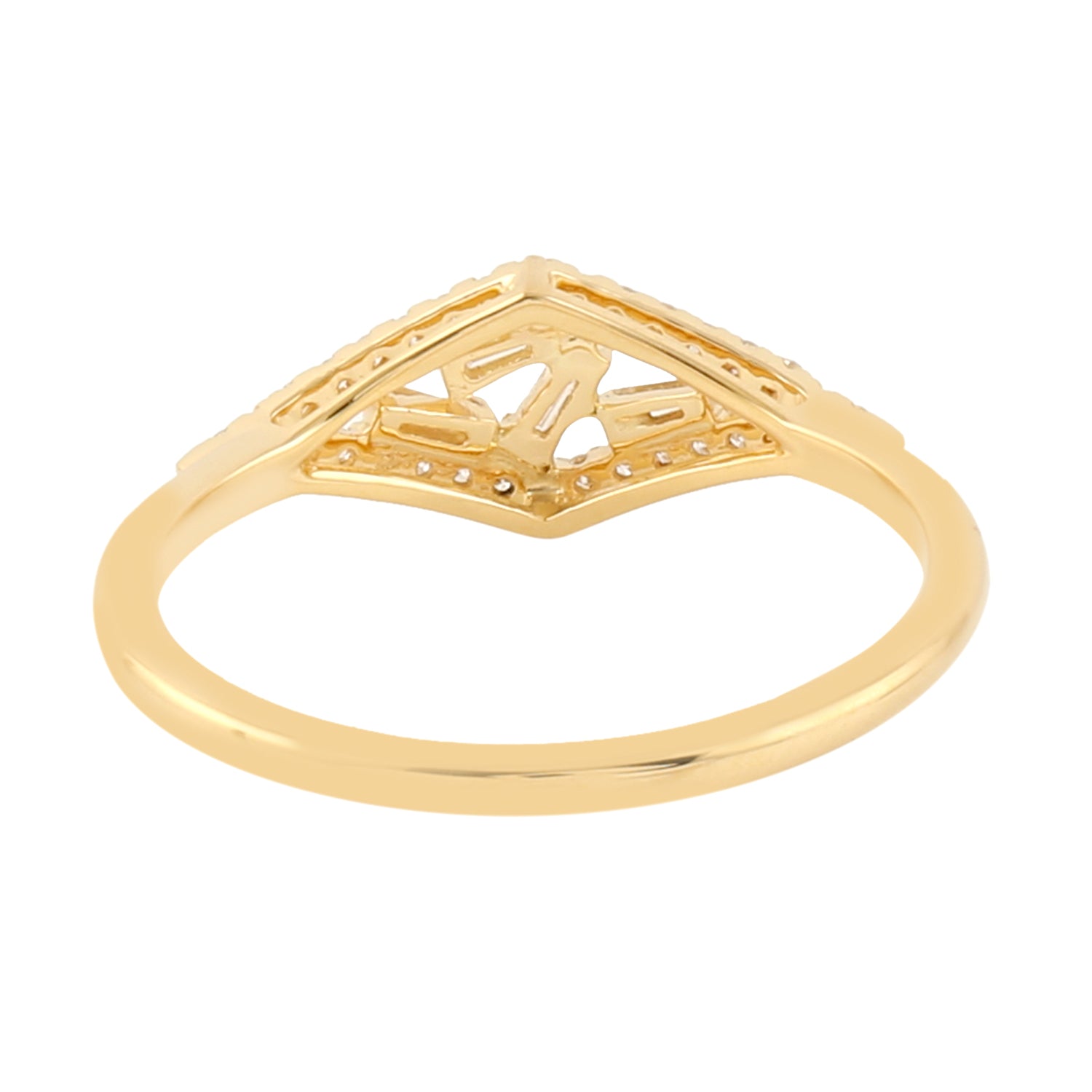 18K Yellow Gold Baguette Cut Diamond Handmade Designer Band Ring - Elegant Wedding, Engagement & Anniversary Jewelry Gift for Women