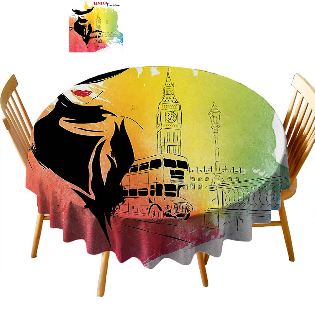 Round Tablecloth 54 Inch - Premium Fabric Dining Table Cover for Home & Restaurants - Perfect for Parties, Weddings, and Everyday Use (B38BL)
