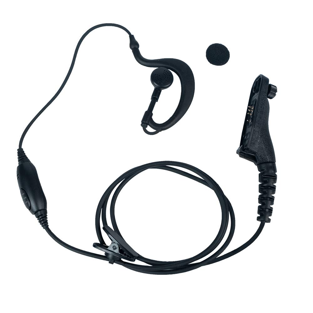 APX6000 Earpiece Headset with Noise-Canceling MIC & PTT Button - Compatible with Motorola XPR6550 XPR7550 XPR7580 Walkie Talkies (Black) - Ideal for Security, Construction & Event Staff Communication
