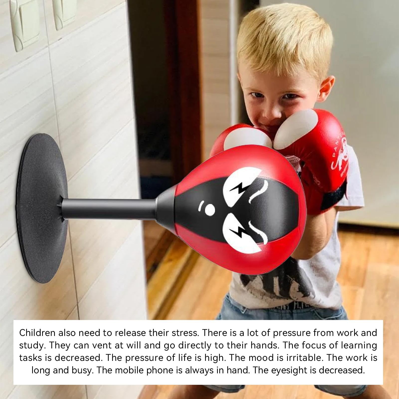 Stress Relief Punching Ball for Desk - Heavy Duty Suction Cup Boxing Ball with Stand, Anger Management & Mood Relief Tool for Adults & Kids - Perfect for Office, Home, or Classroom Use