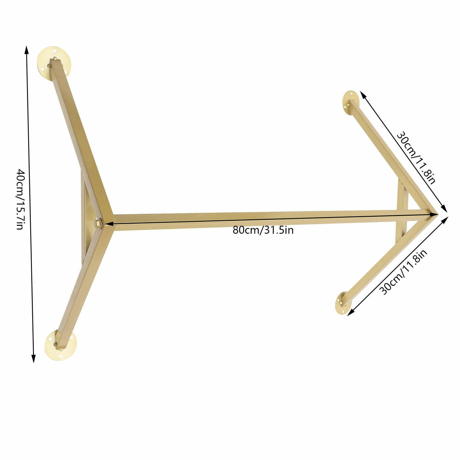 TFCFL Wall-Mounted Clothing Rack - Heavy Duty Metal Garment Display Rack for Stores & Homes - Gold Hanging Clothes Rod with Towel Bar - Perfect for Retail Shops, Bedrooms & Bathrooms