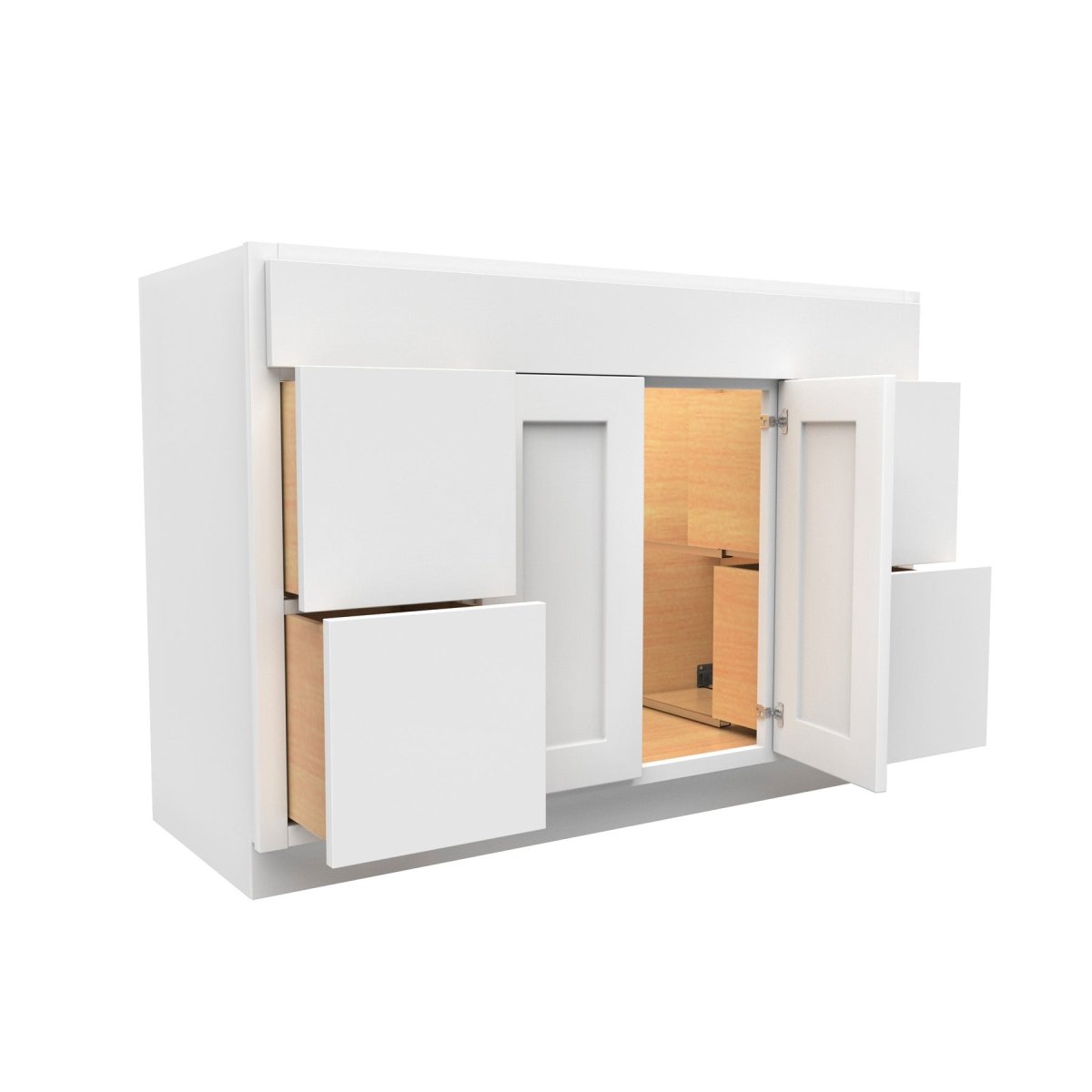 48 Inch Double Door Bathroom Vanity Cabinet with Drawer - Luxor White Shaker Style, RTA (Ready to Assemble) - 48W x 34.5H x 21D - Perfect for Modern Bathroom Renovations & Small Space Solutions