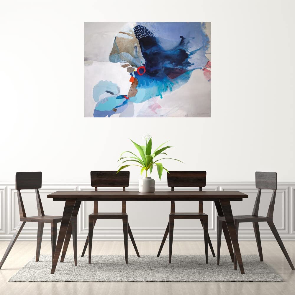 Ocean Tides Abstract Canvas Wall Art - 32x24 Inch Modern Coastal Painting by Lina Alattar - Ready to Hang Stretched Canvas for Living Room, Bedroom, Office Decor - Perfect for Beach House, Nautical & Coastal Interior Design