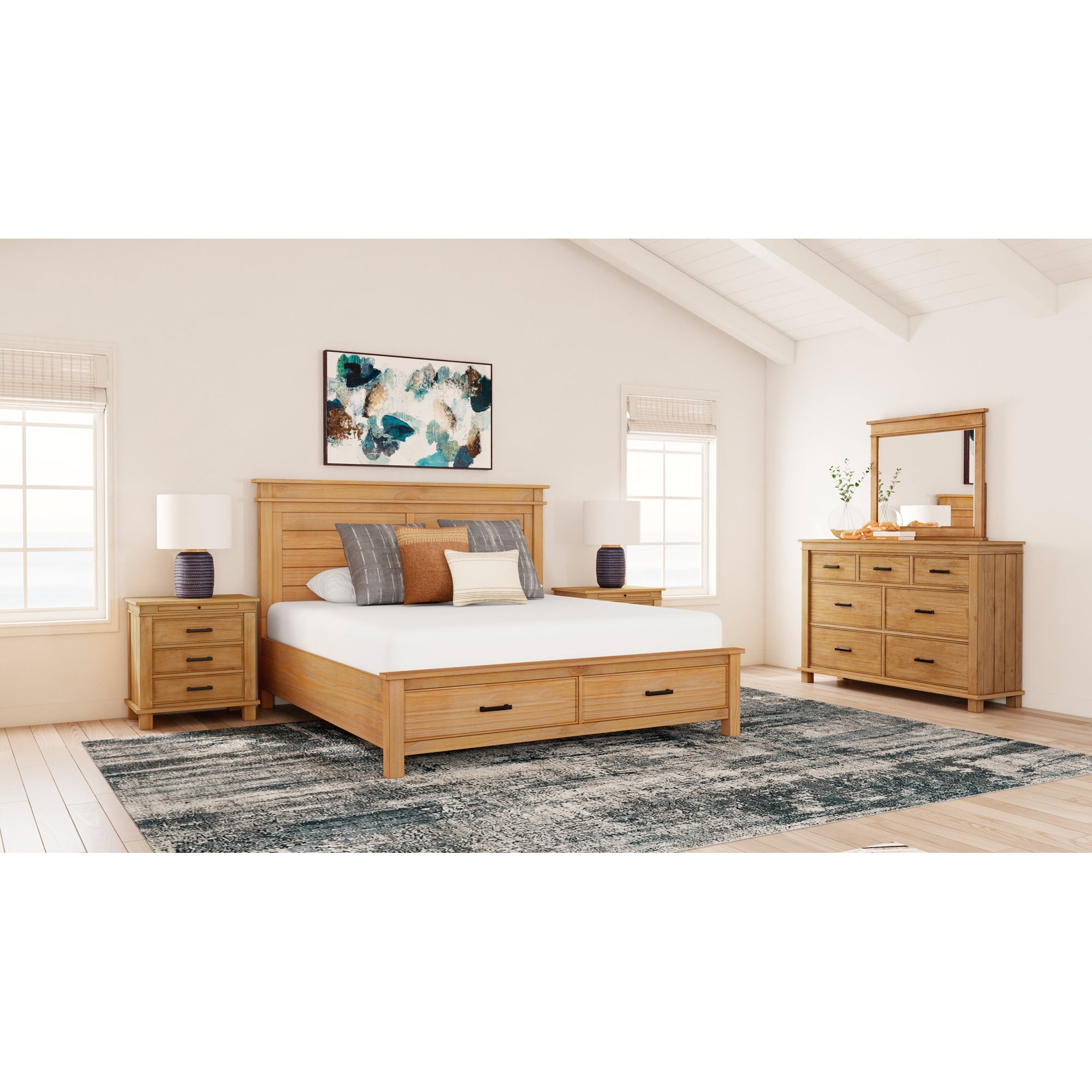 Glacier Point Storage Bed - Queen Size Platform Bed with Underbed Drawers, Modern Bedroom Furniture for Space Saving - Perfect for Small Apartments & Guest Rooms