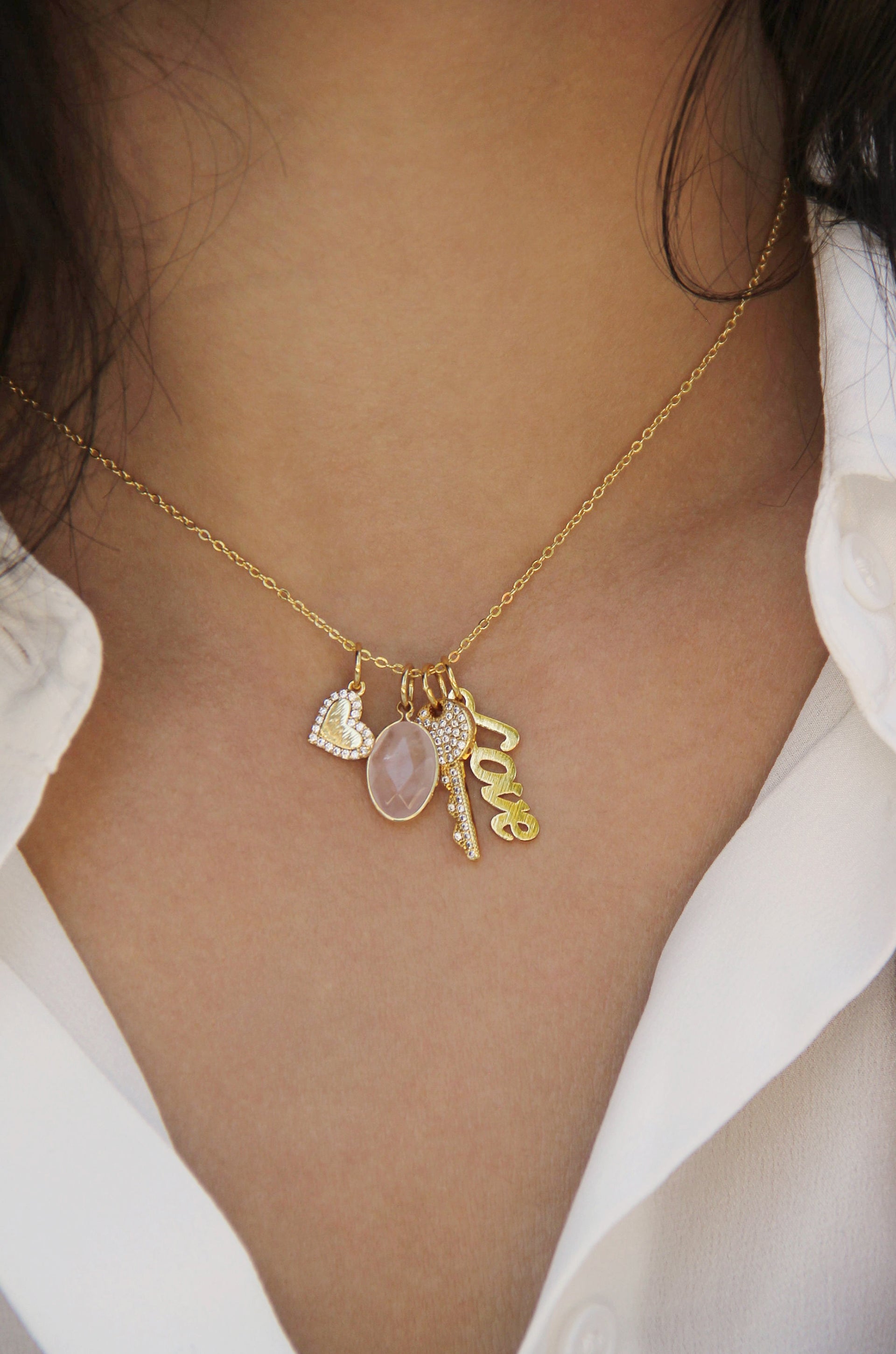 Love to Love Interchangeable Charm Necklace for Women - Customizable Layering Jewelry Gift for Anniversary, Birthday & Valentine's Day - Perfect for Everyday Wear & Special Occasions