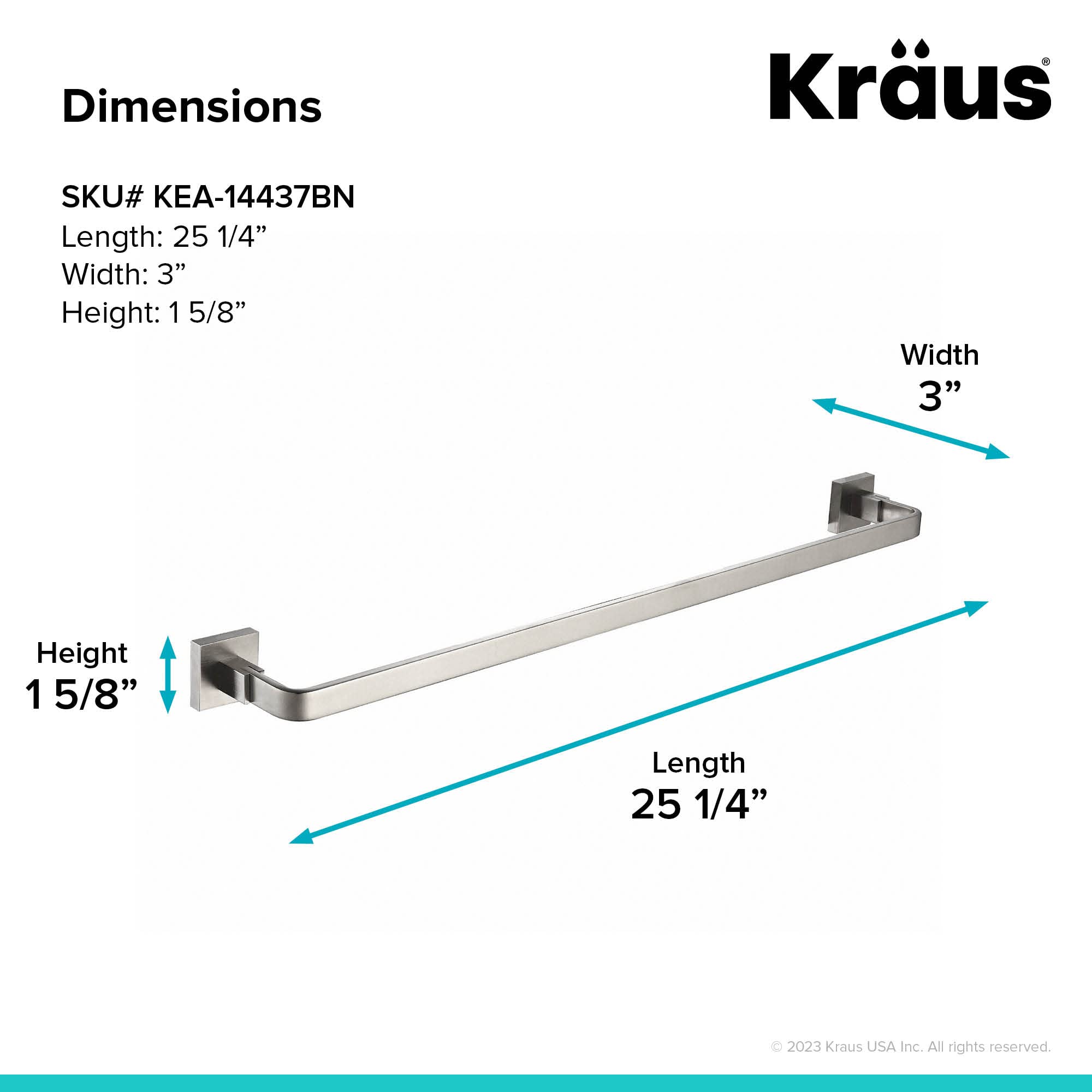 Premium Brushed Nickel Towel Bar - Modern Bathroom Accessory for Towel Organization | Perfect for Bathrooms, Spas & Luxury Homes