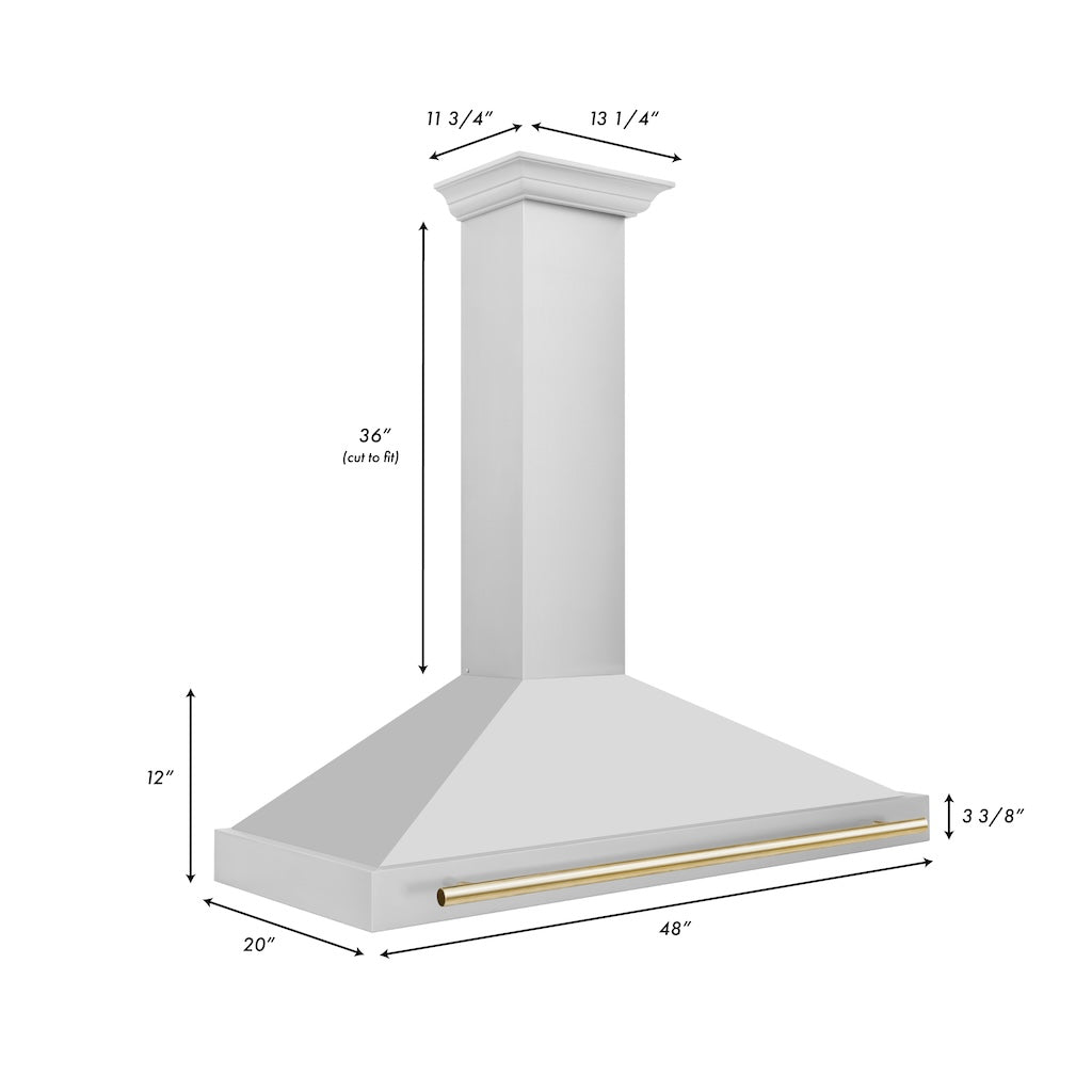 ZLINE KB4STZ G Autograph Edition Convertible Stainless Steel Range Hood with Polished Gold Accents - Professional Kitchen Ventilation for Modern Homes