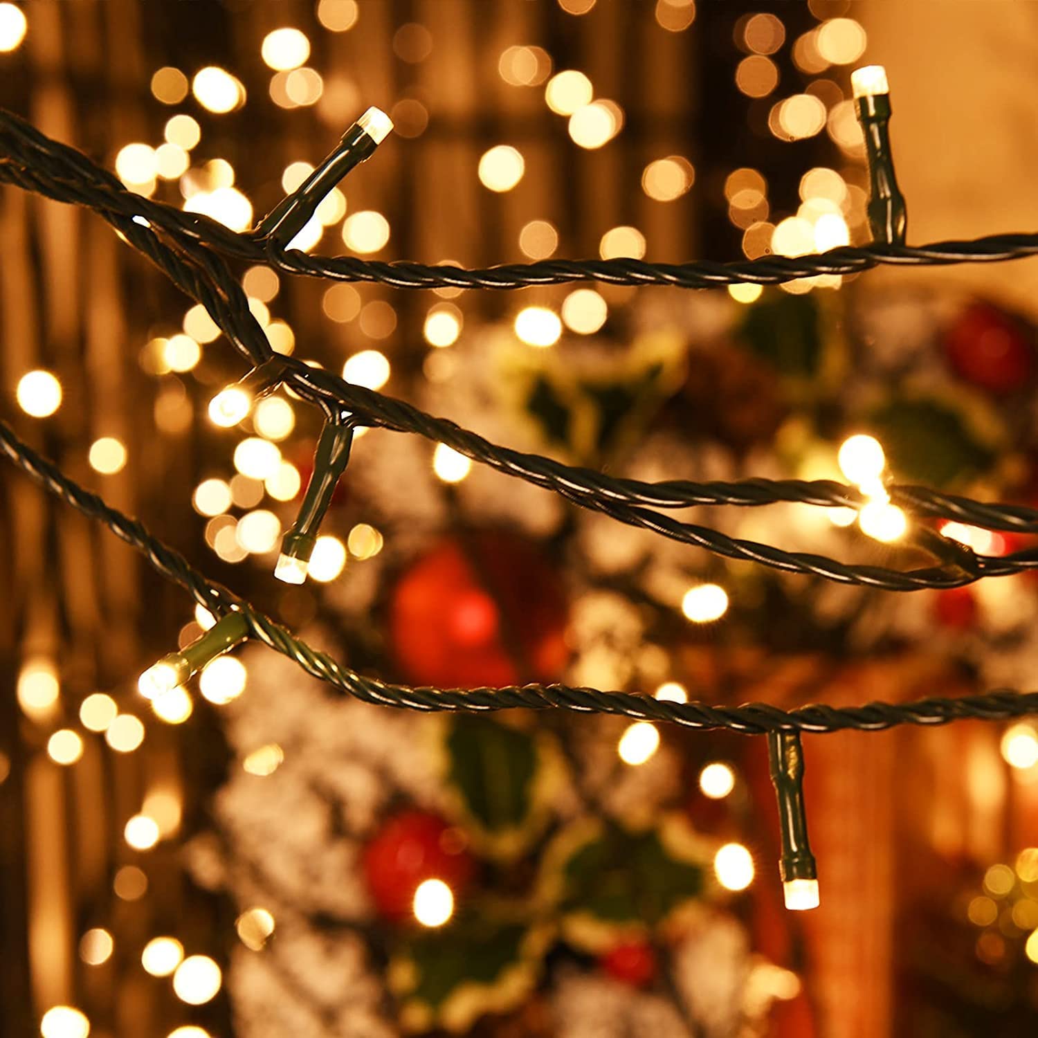 600 LED Connectable String Lights - 210 ft with 8 Lighting Modes | Warm White Mini Fairy Lights for Indoor & Outdoor Use | Perfect for Christmas Tree, Garden, Wedding, Party & Home Decoration
