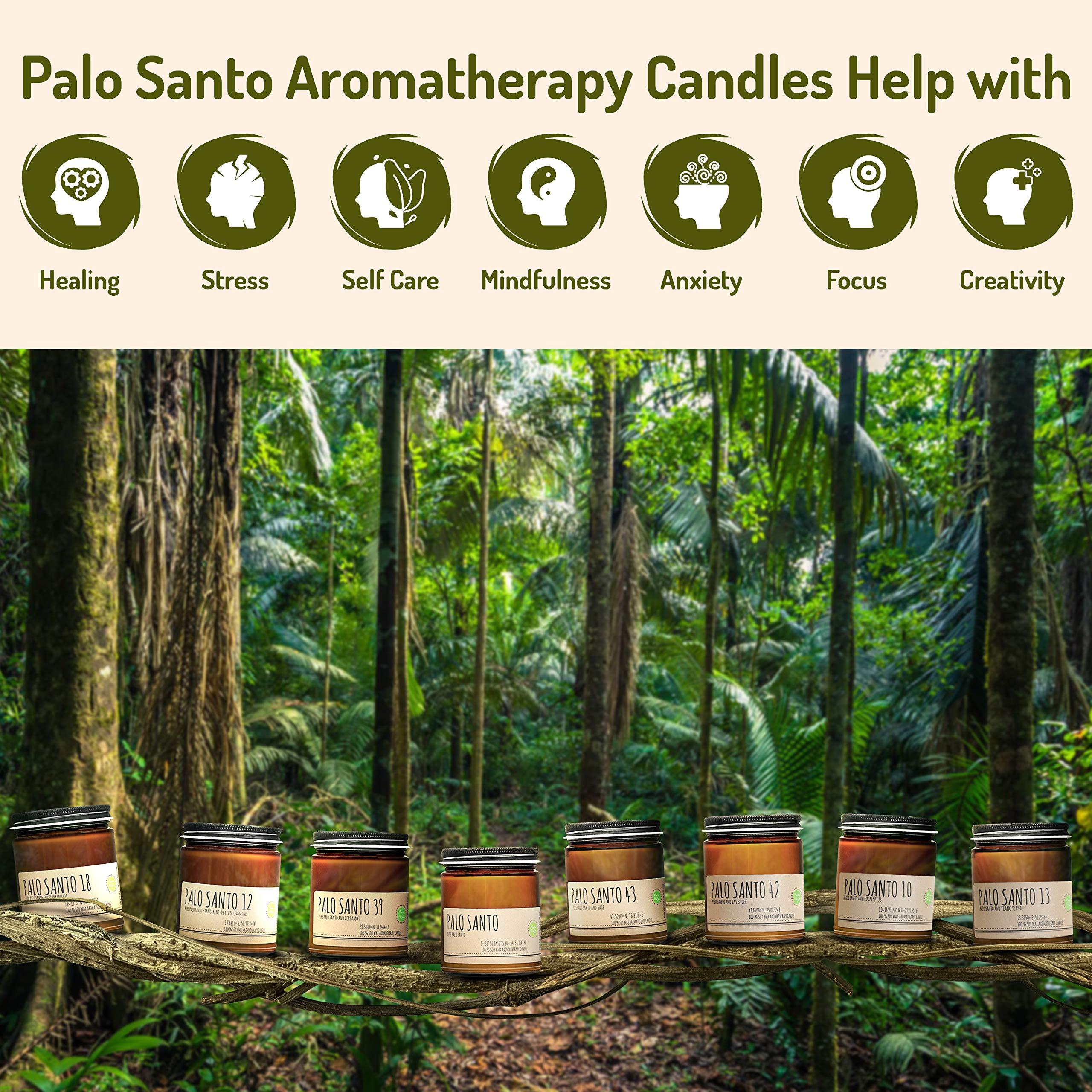 Natural Soy Wax Candle with Palo Santo & Eucalyptus - Aromatherapy Smudge Candle for Stress Relief, Chakra Balancing, Meditation & Focus - 4 oz - Perfect for Yoga, Spa, Home Relaxation & Spiritual Practices