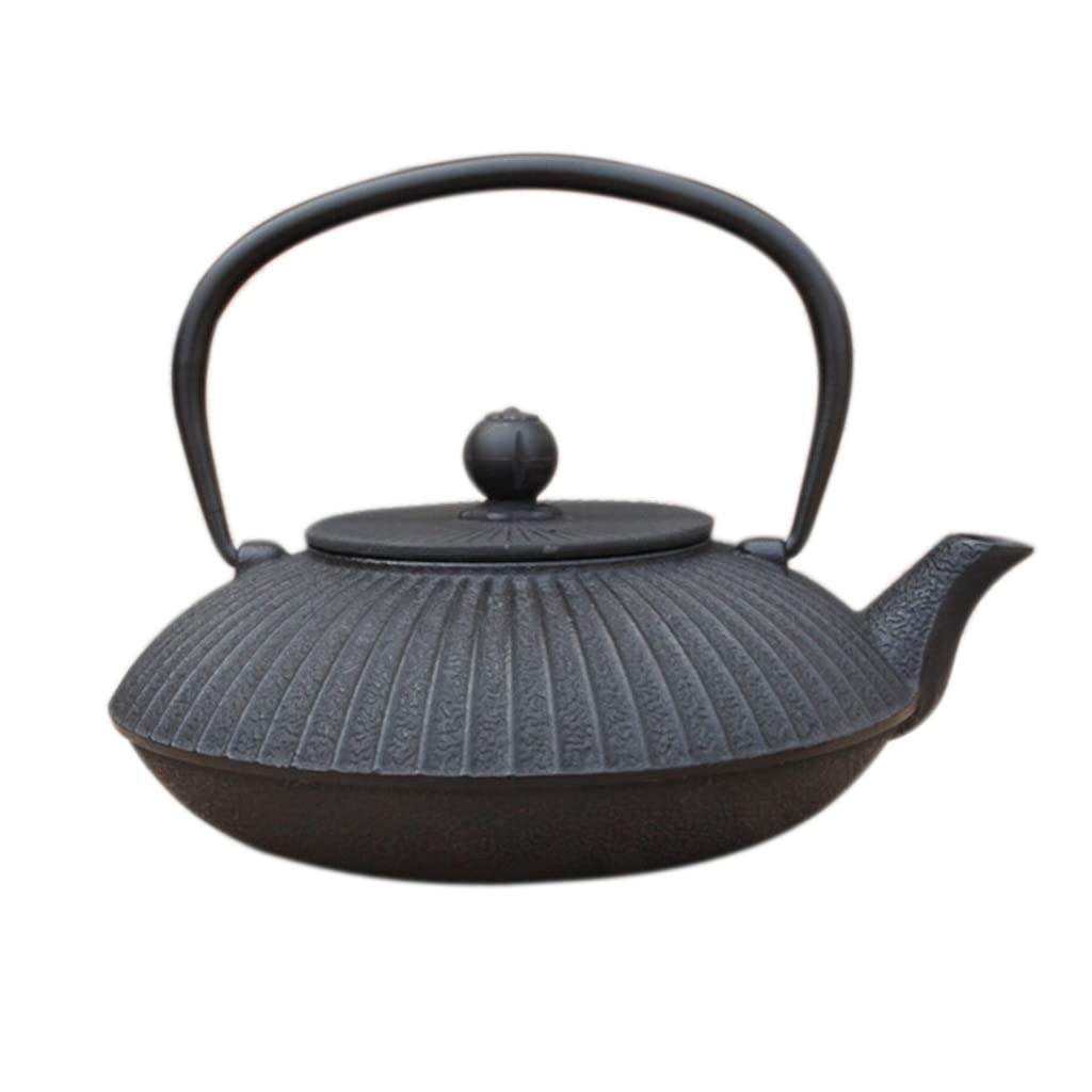 Japanese Black Cast Iron Teapot with Trivet & Strainer - Traditional Iron Tea Kettle for Stovetop Use - 9 Unique Patterns (Umbrella Design) - Perfect for Matcha, Herbal Tea & Home Decor