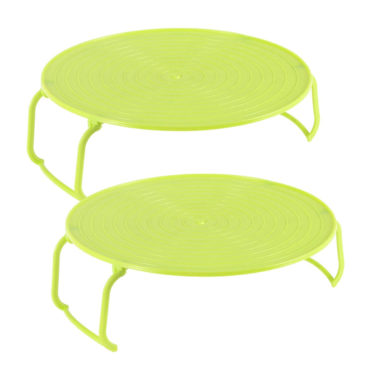 HEMOTON 2-Pack Microwave Plate Stacker - Plastic Multi-Functional Steamer Rack with Handle for Cooking, Food Warming & Storage - BPA-Free Kitchen Accessories (Green) | Perfect for Small Kitchens, Dorms & Office Microwaves