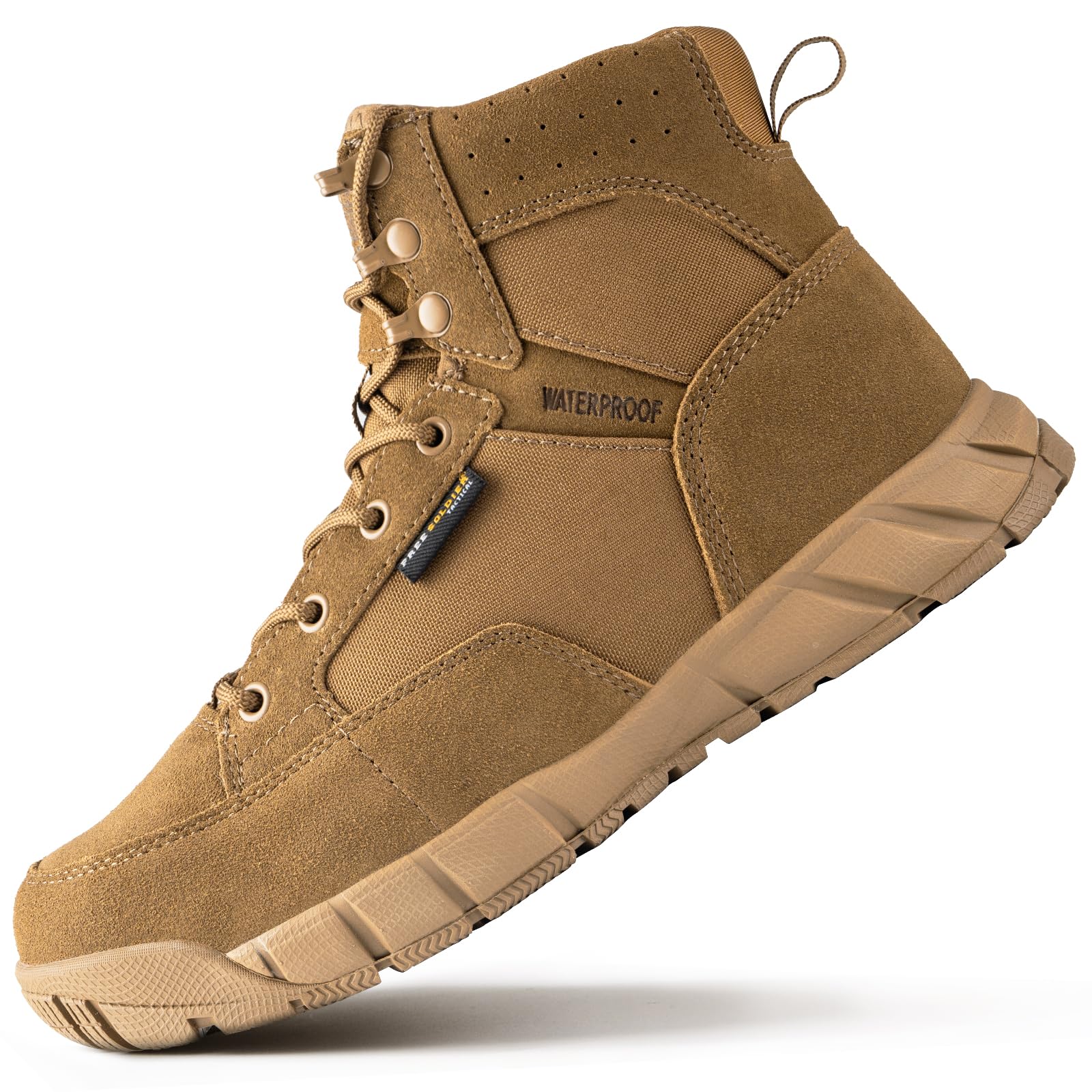 FREE SOLDIER Men's 6-Inch Waterproof Tactical Hiking Work Boots - Military Desert Boots for Outdoor Adventures, Hiking & Heavy Duty Work