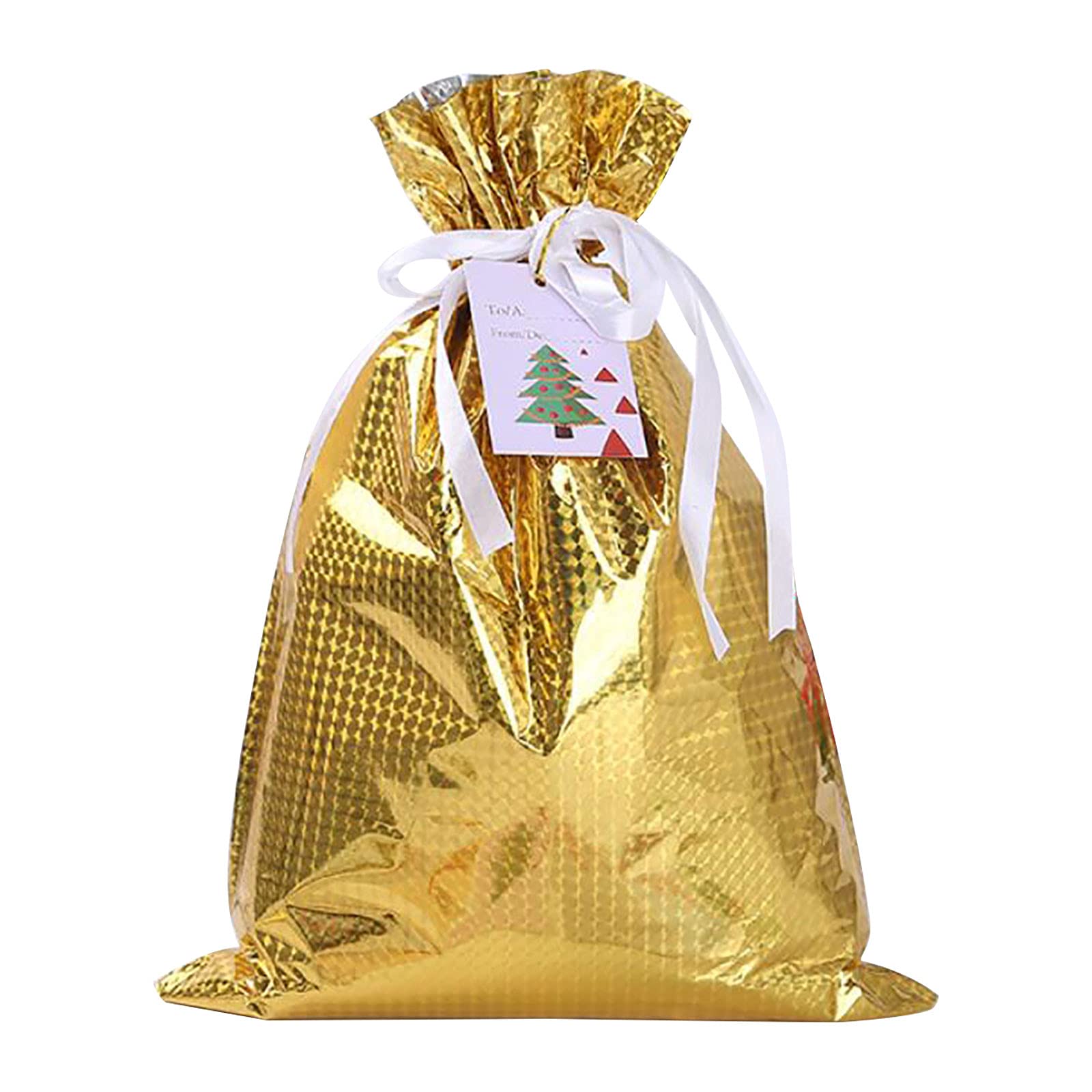 Homlpope 2#HO Christmas Gift Bags - Drawstring Aluminum Foil Bags for Party Favors