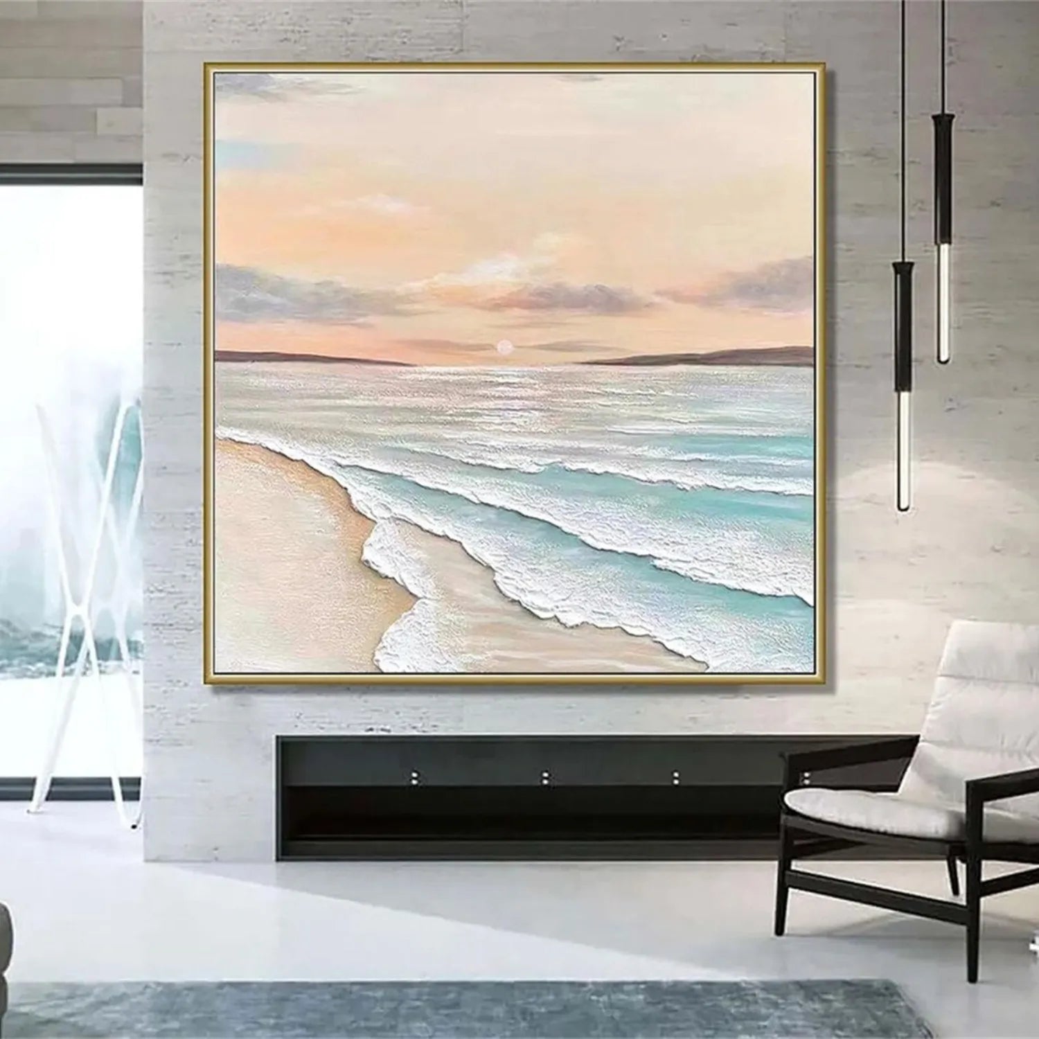 Ocean And Sky Painting #OS 162 - Handmade Canvas Wall Art for Home & Office Decor - Perfect for Living Room, Bedroom or Beach House