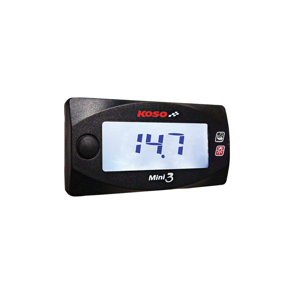 KOSO BA003211 Mini 3 Air/Fuel Ratio Gauge - Digital AFR Meter for Car, Motorcycle & ATV - Real-Time Fuel Mixture Monitoring for Performance Tuning & Engine Diagnostics