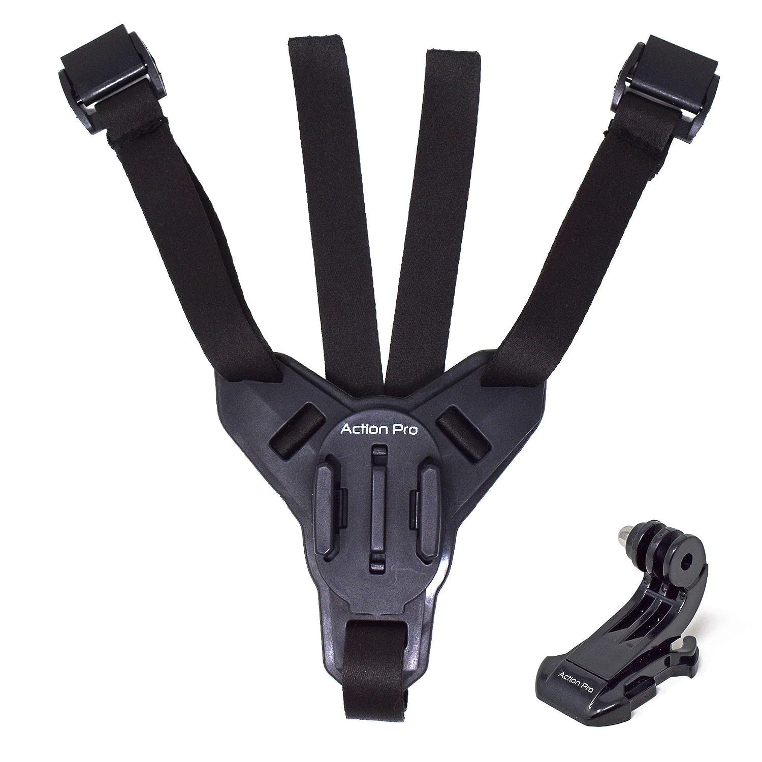 Action Pro™ Universal Helmet Chin Mount Strap for GoPro Hero 12/11/10/9/8/7/6/5/4, SJCAM, DJI Osmo & All Action Cameras - Secure Smartphone Mount for Cycling, Skiing, Motorcycling & Extreme Sports (Black)