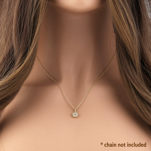 14K Solid Yellow Gold Round Halo CZ Pendant Necklace for Women - Elegant Cubic Zirconia Jewelry Gift for Birthday, Anniversary & Special Occasions
