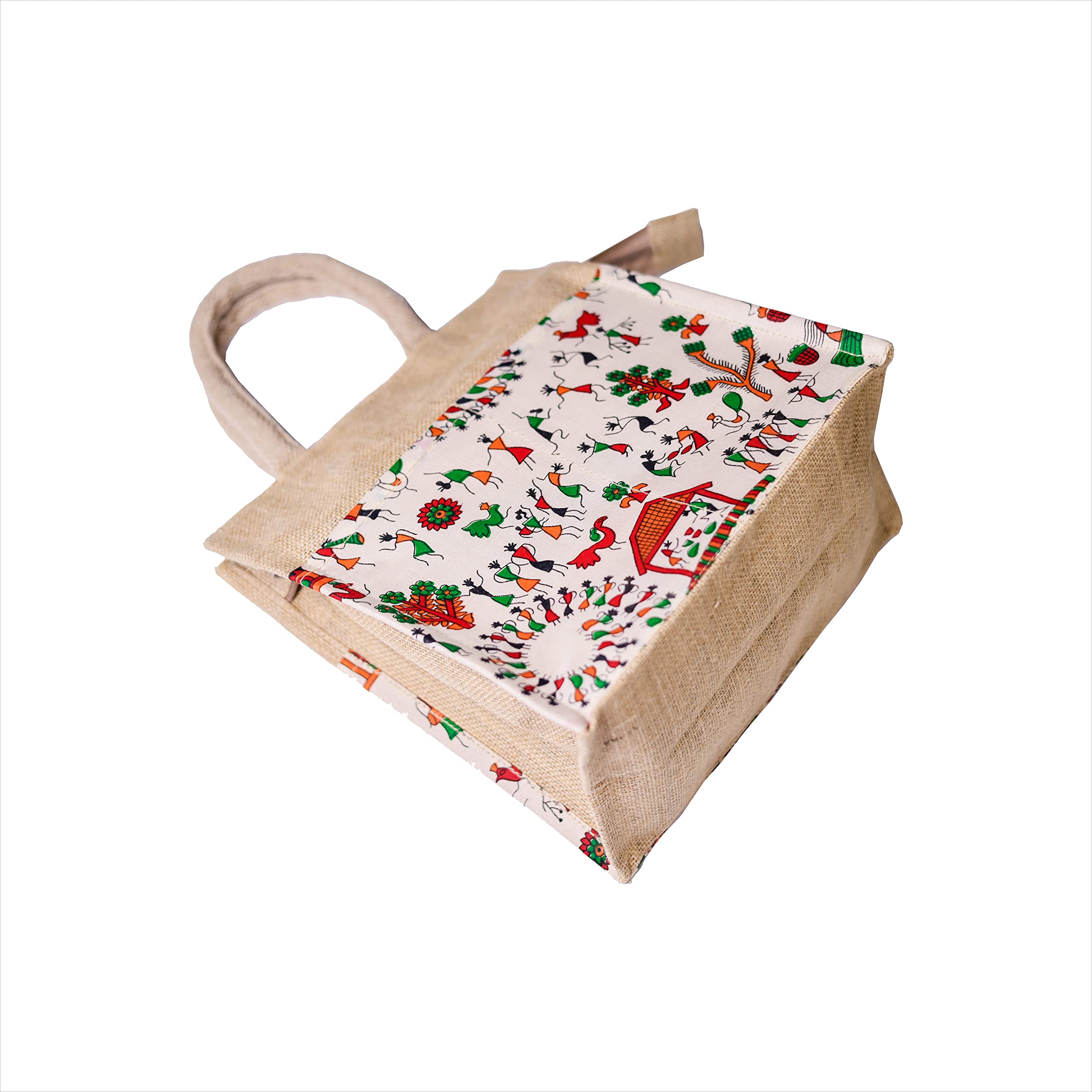 Royal Printed Jute Fabric Bags - Eco-Friendly Grocery & Shopping Tote with Reinforced Zipper Handle for Men & Women - Perfect for Farmers Market, Beach Trips and Sustainable Lifestyle