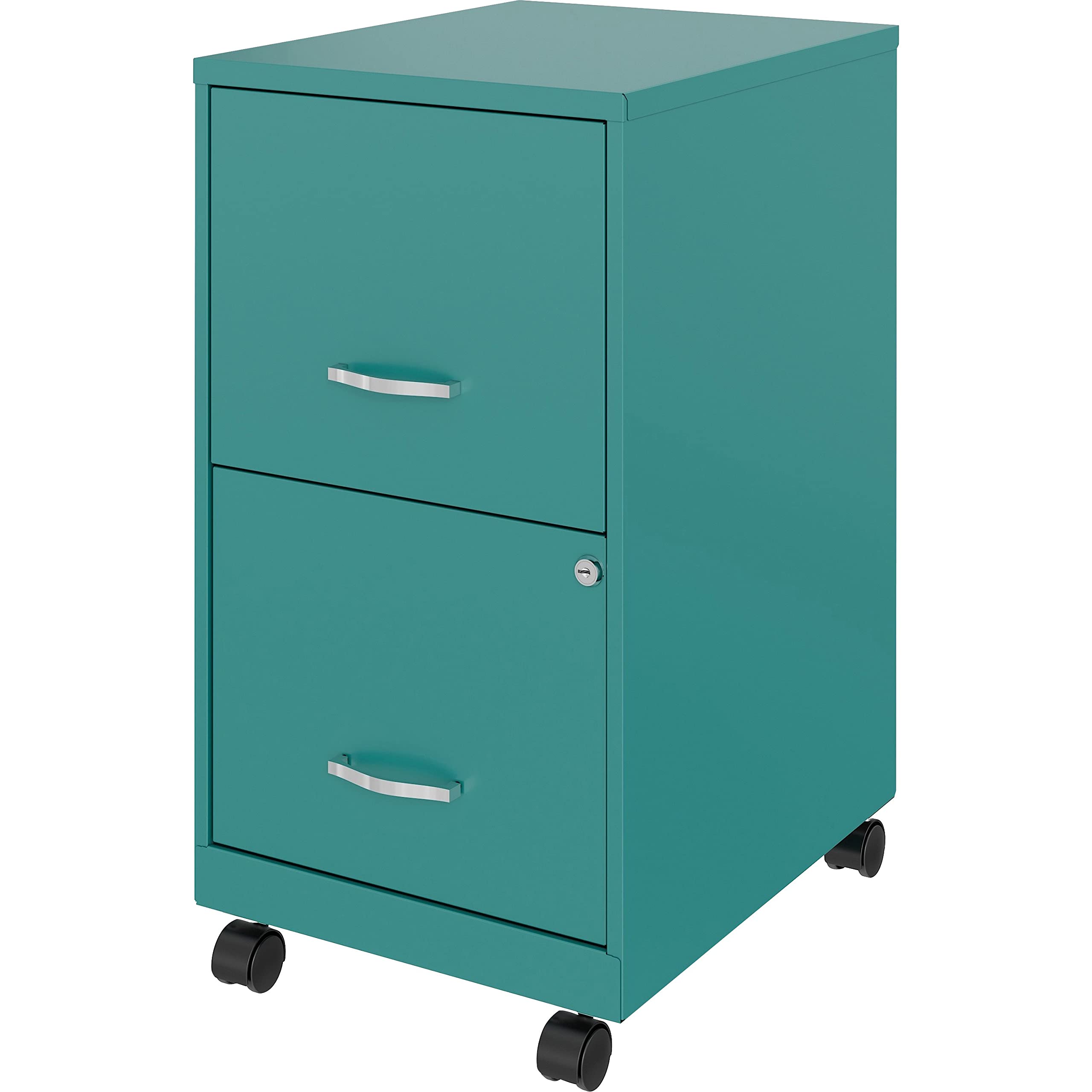 Lorell LYS SOHO Mobile File Cabinet - Teal Blue Office Storage Organizer for Home & Business Workspaces