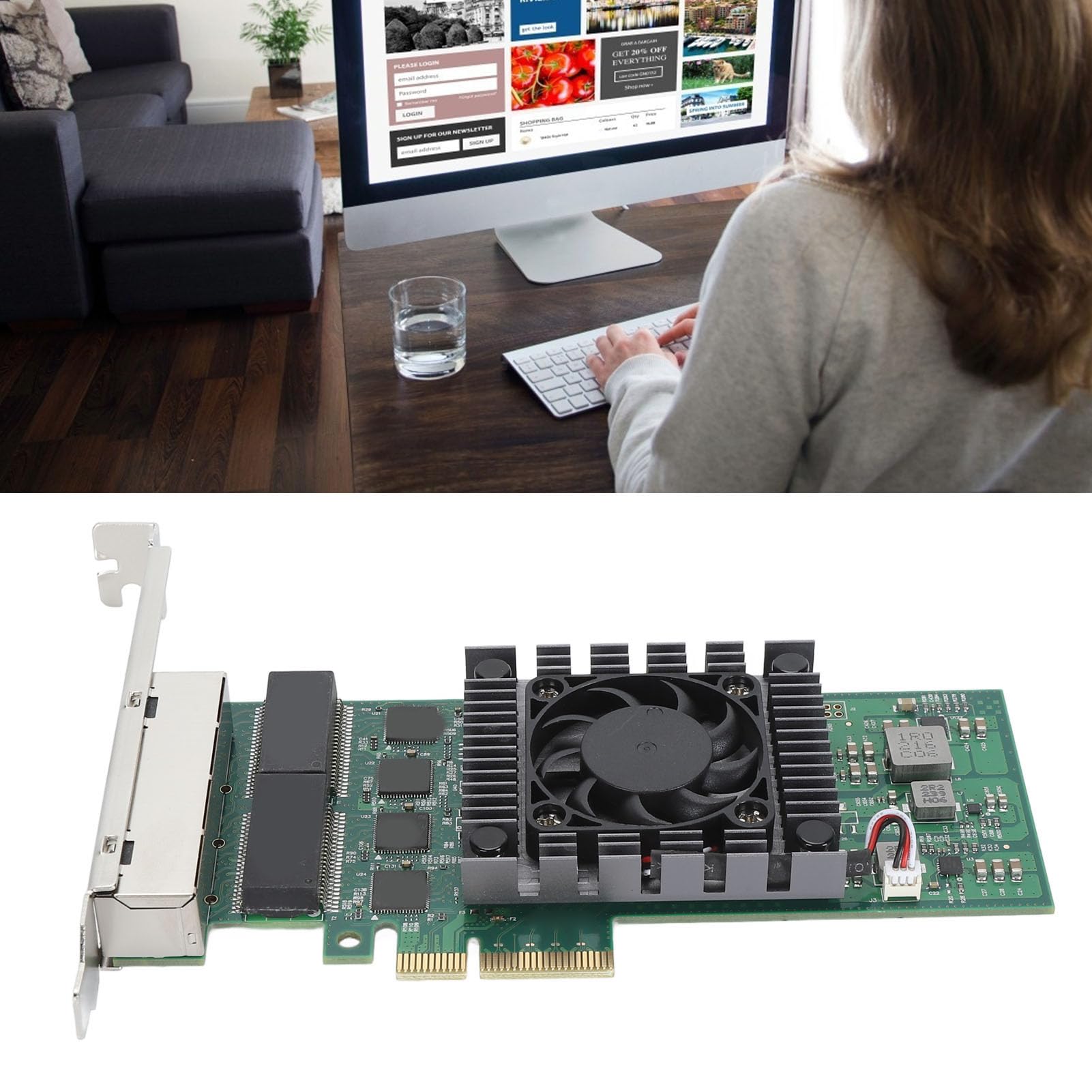 4 Port Gigabit Ethernet PCIe Network Card - 100/1000Mbps PCI Express Adapter with I211 Chip | High Speed Industrial LAN Card for Servers, Workstations & Gaming PCs