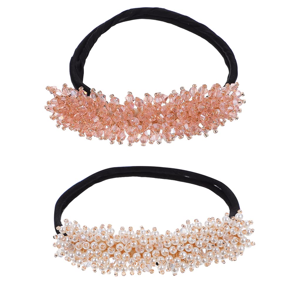 Beaupretty 2-Pack Crystal Beaded Hair Pins - Hair Bun Maker & Sponge Holder for Updos, Ponytails, DIY Styling - Perfect for Weddings, Prom, Parties & Everyday Hairstyles