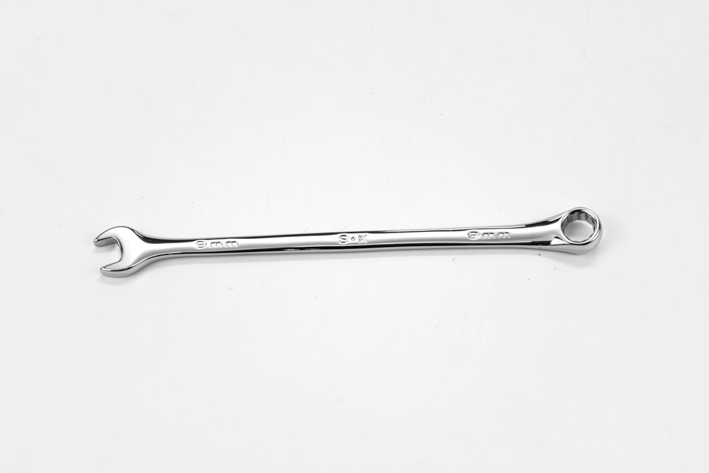 9mm 12-Point Metric Long Combination Chrome Wrench - Professional Grade Tool for Automotive Repair, Plumbing & DIY Projects