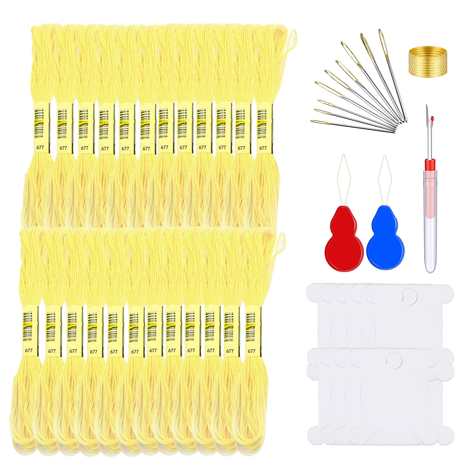 Premium Embroidery Floss Kit - 24 Skeins Cross Stitch Thread for Knitting, Needlework & DIY Craft Projects (Beige) | Perfect for Hand Embroidery, Crochet & Home Decor