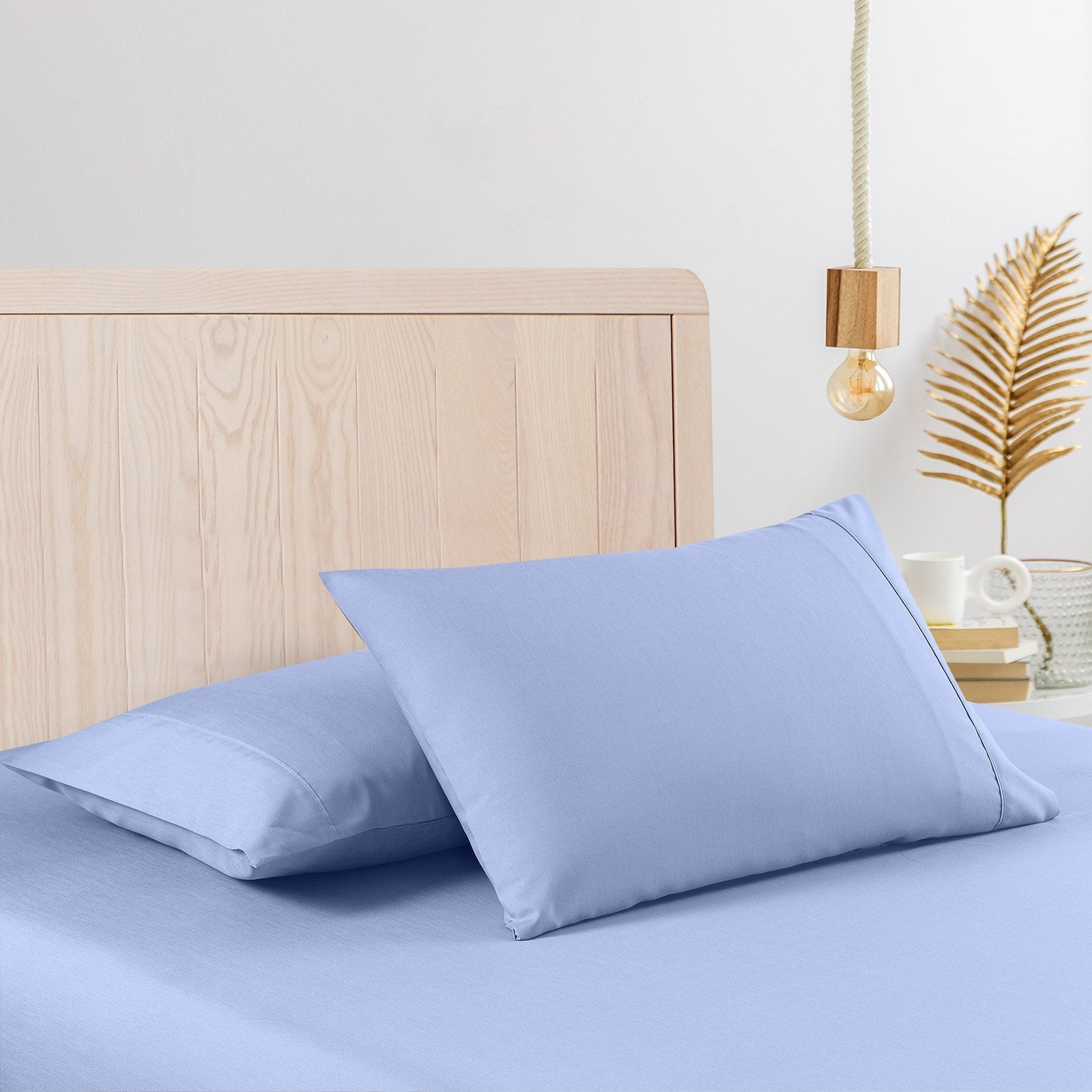 2000 Thread Count Bamboo Cooling Sheet Set - Ultra Soft & Breathable Bedding for Hot Sleepers - Single Size Light Blue - Perfect for Summer Nights & Temperature Regulation