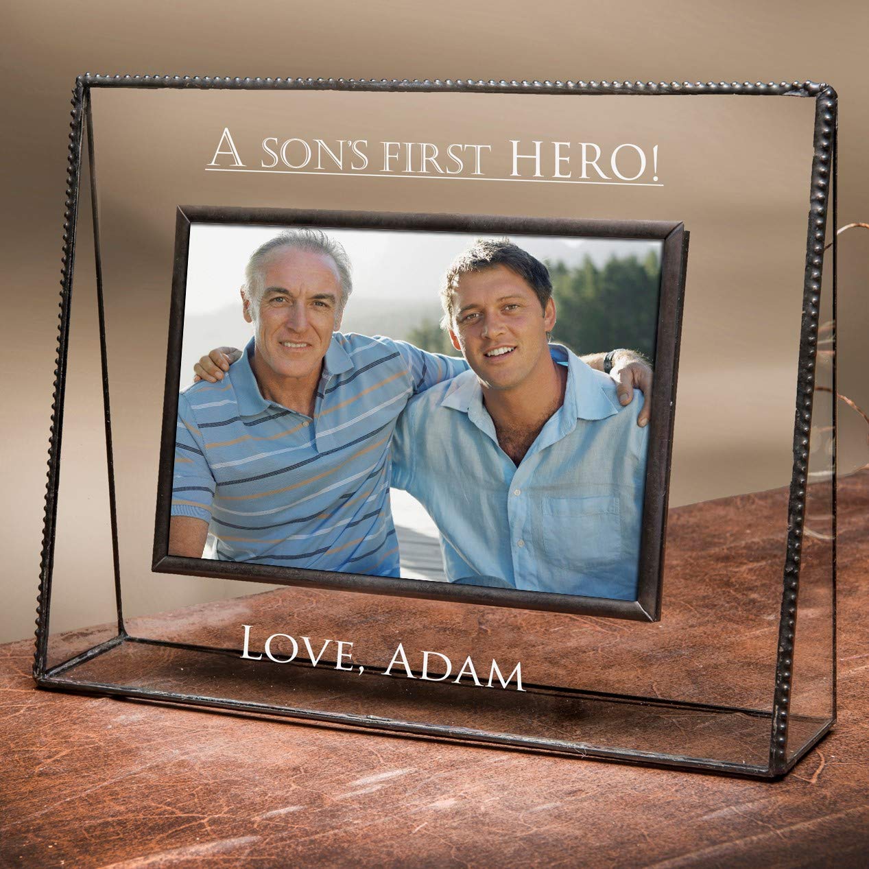 Personalized Dad Picture Frame - Engraved Glass Keepsake for Father's Day & Birthday - Home & Office Decor