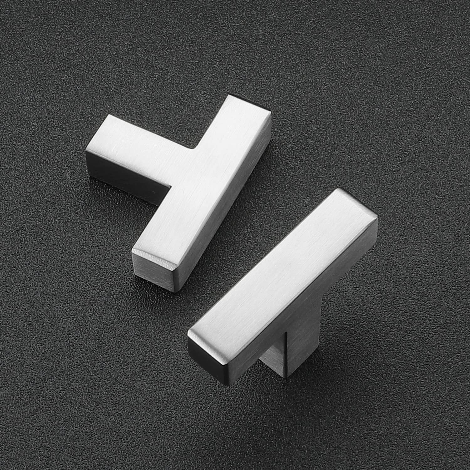 Ravinte 10 Pack Square Bar Cabinet Knobs - Brushed Nickel Kitchen Cabinet Handles & Drawer Pulls - Single Hole Hardware for Modern Kitchen & Bathroom Upgrades