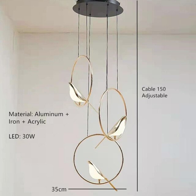 Elegant Bird Shaped Acrylic Chandelier - Modern Crystal Ceiling Light Fixture for Dining Room, Bedroom & Living Room Decor