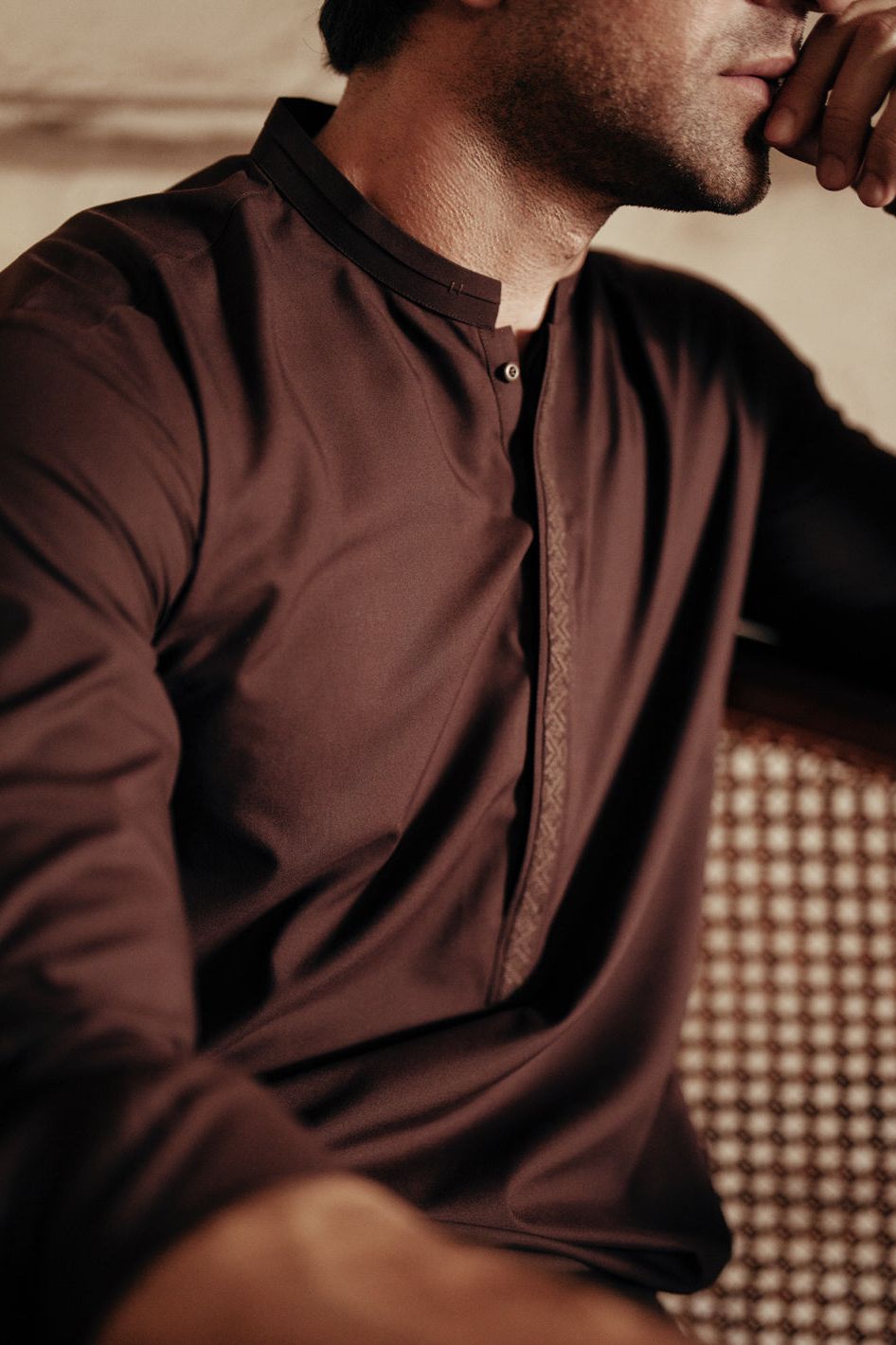 Premium Blended Dark Brown Shalwar Kameez - Traditional Pakistani Outfit for Men - Perfect for Weddings, Eid & Special Occasions