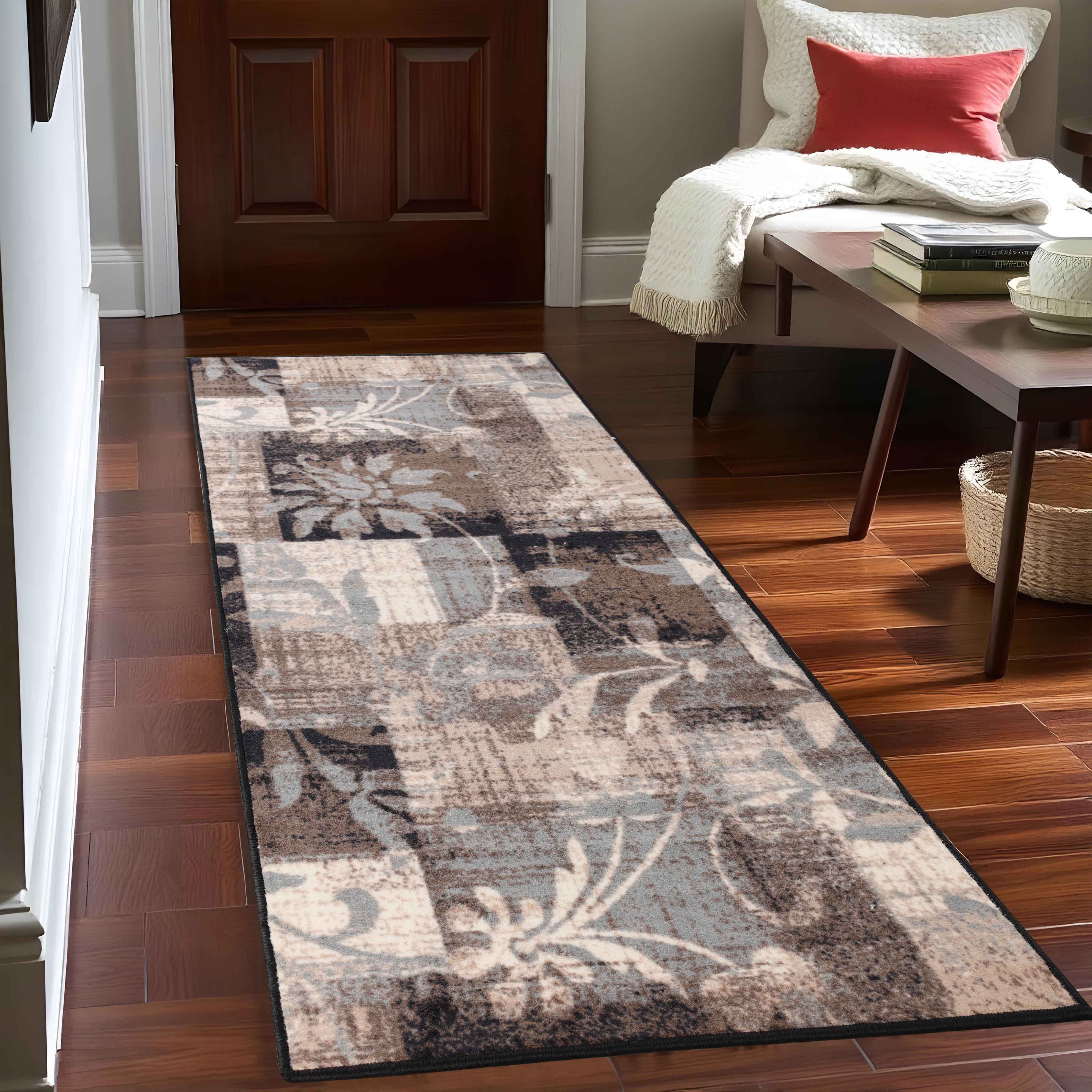 Stylish Pastiche Floral Patchwork Non-Slip Indoor Area Rug - Soft Comfort for Living Room, Bedroom & Nursery Decor