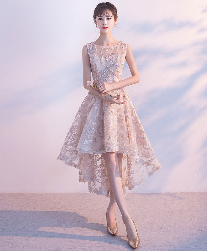 Elegant Champagne High-Low Short Prom Dress for Homecoming - Perfect for Parties, Dances & Special Occasions