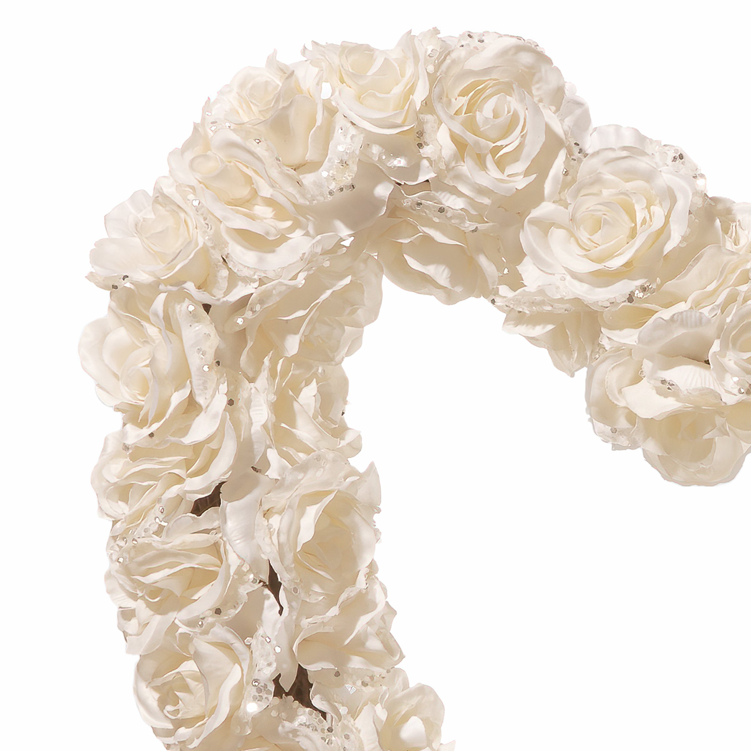 20 Inch Valentine's Day Floral Heart Wreath with White Roses - Perfect for Home Door Decor, Romantic Gift & Wedding Decoration