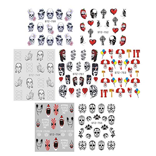 OSALADI 50 Sheets Halloween Nail Stickers - Skull Manicure Decals for Nail Art, Festival Parties & Club Events | Perfect for Halloween Costumes, DIY Nails & Spooky Gatherings