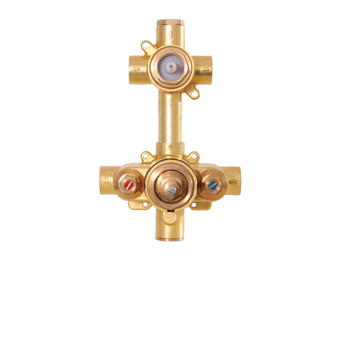 AQUA BRASS Square Thermostatic Shower Trim Kit with 3-Way Diverter & Valve - 4 Finish Options for Bathroom & Spa Shower Renovation