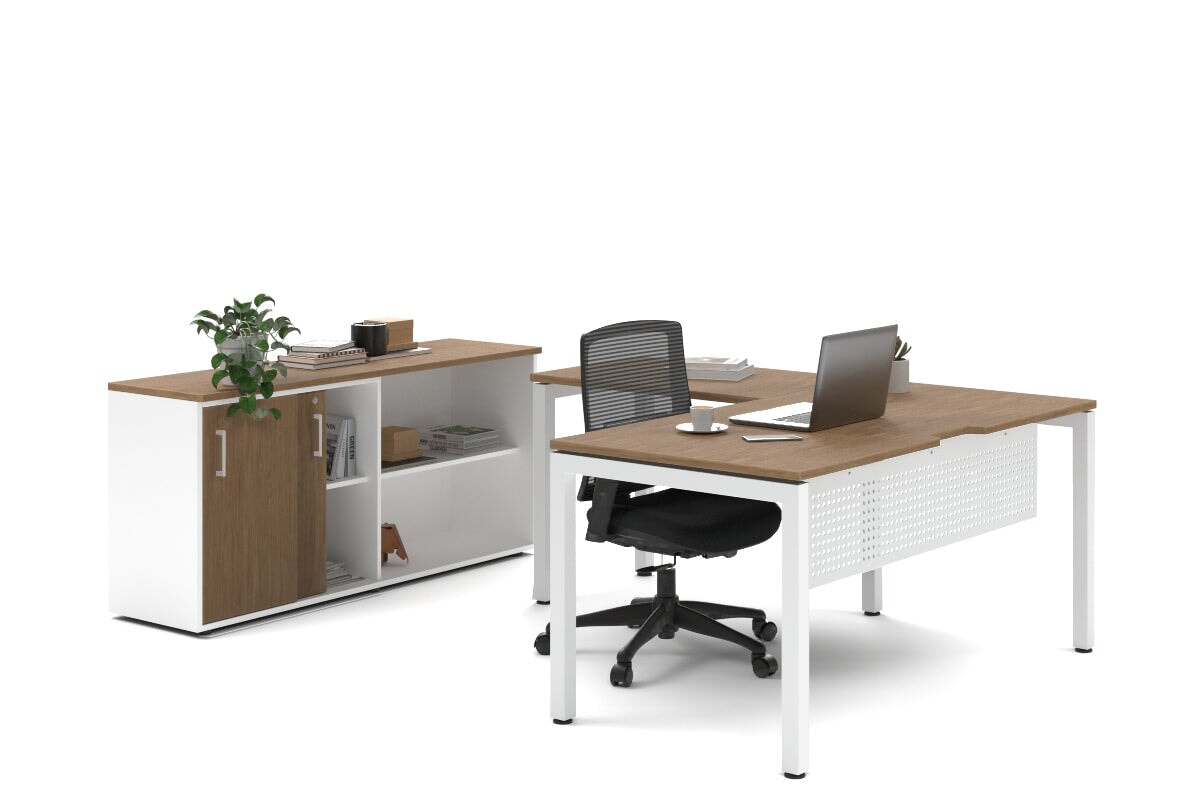 Quadro Square Legs L-Shaped Executive Desk with White Legs [1600L x 1700W] - Perfect for Home Office, Conference Rooms & Modern Workspaces