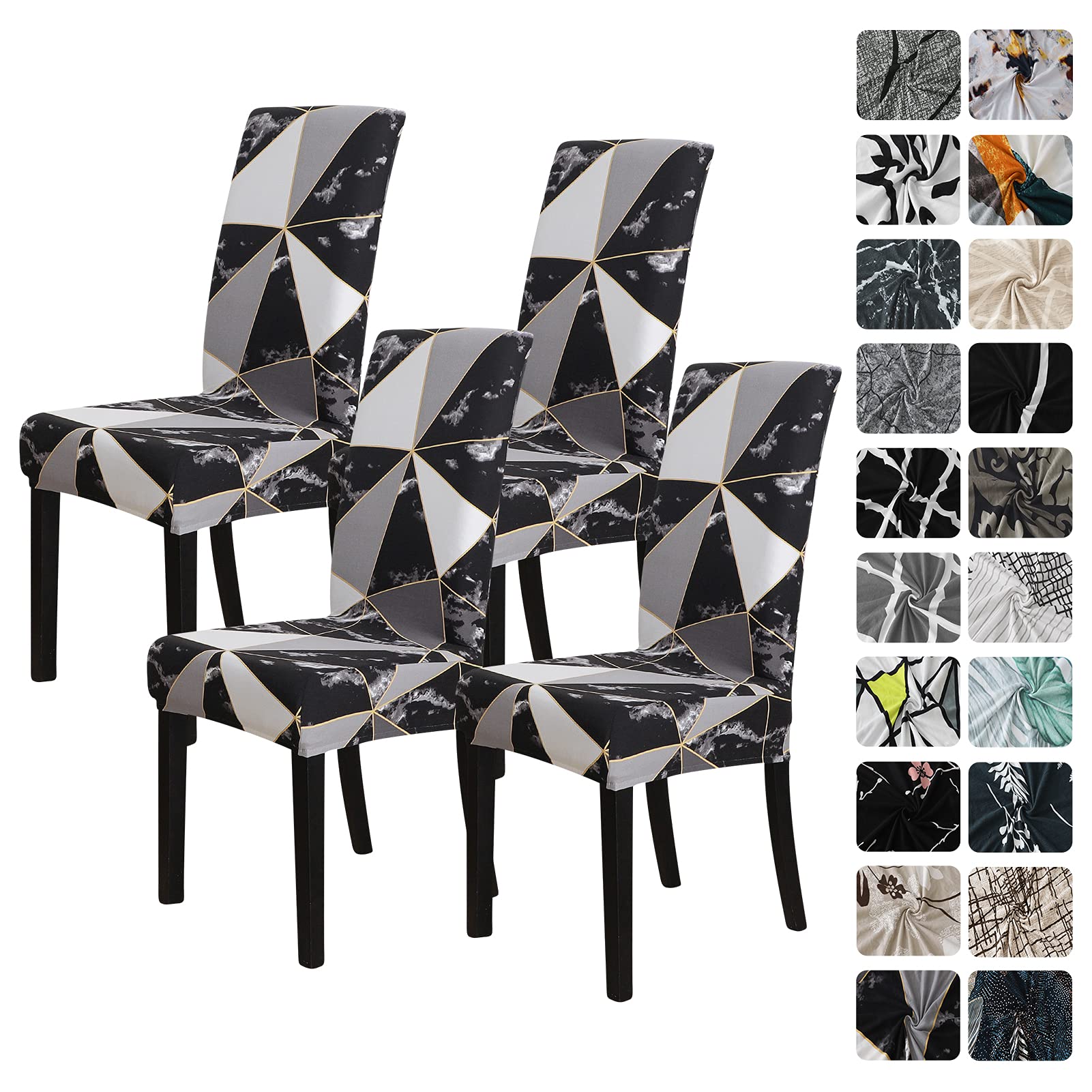 FORCHEER Stretch Dining Chair Covers Set of 4 - Marble Pattern Washable Slipcovers for Kitchen, Parsons & Dining Room Chairs - Perfect for Home Decor, Parties & Daily Use