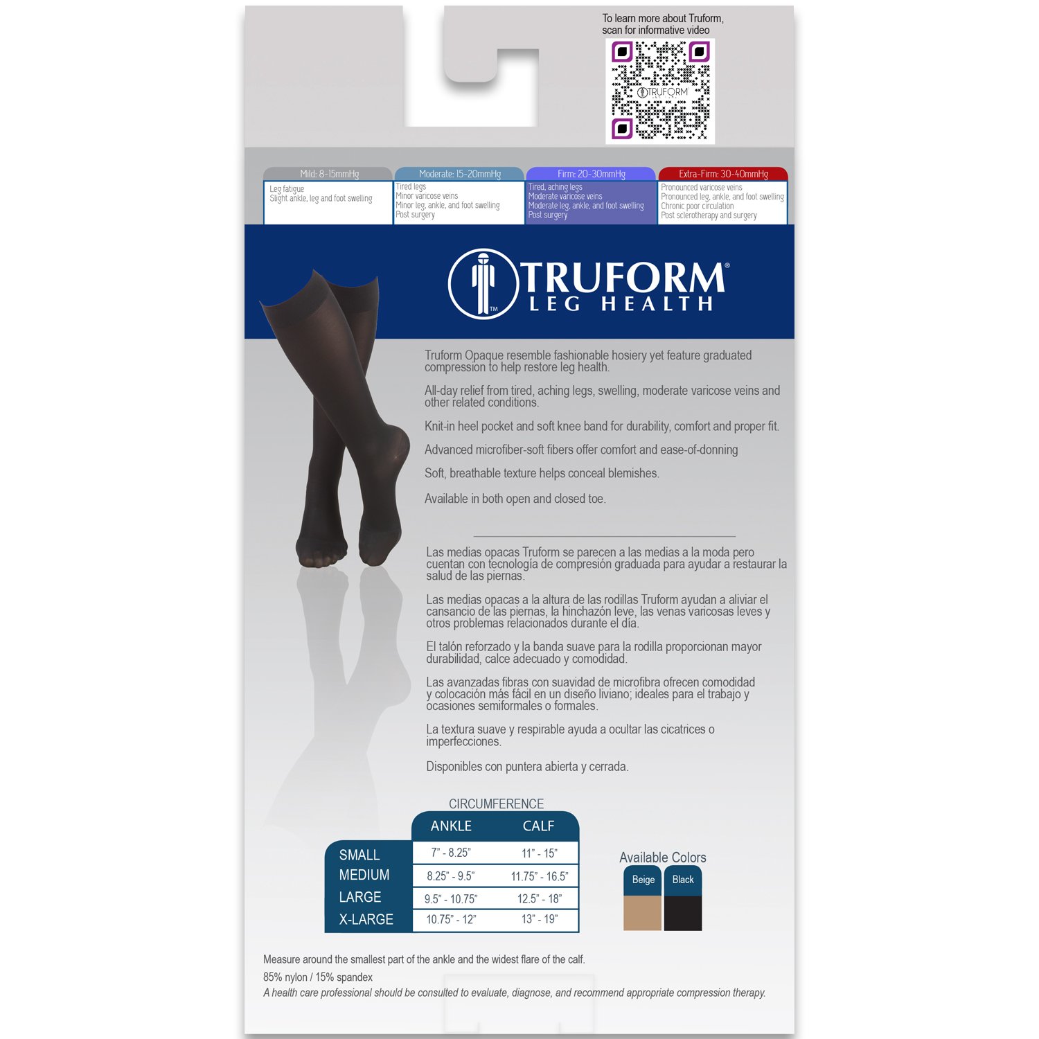 Truform Women's 20-30 mmHg Knee High Compression Stockings - Opaque Beige Small Size for Circulation Support & Varicose Veins Relief - Perfect for Nurses, Travel & Pregnancy